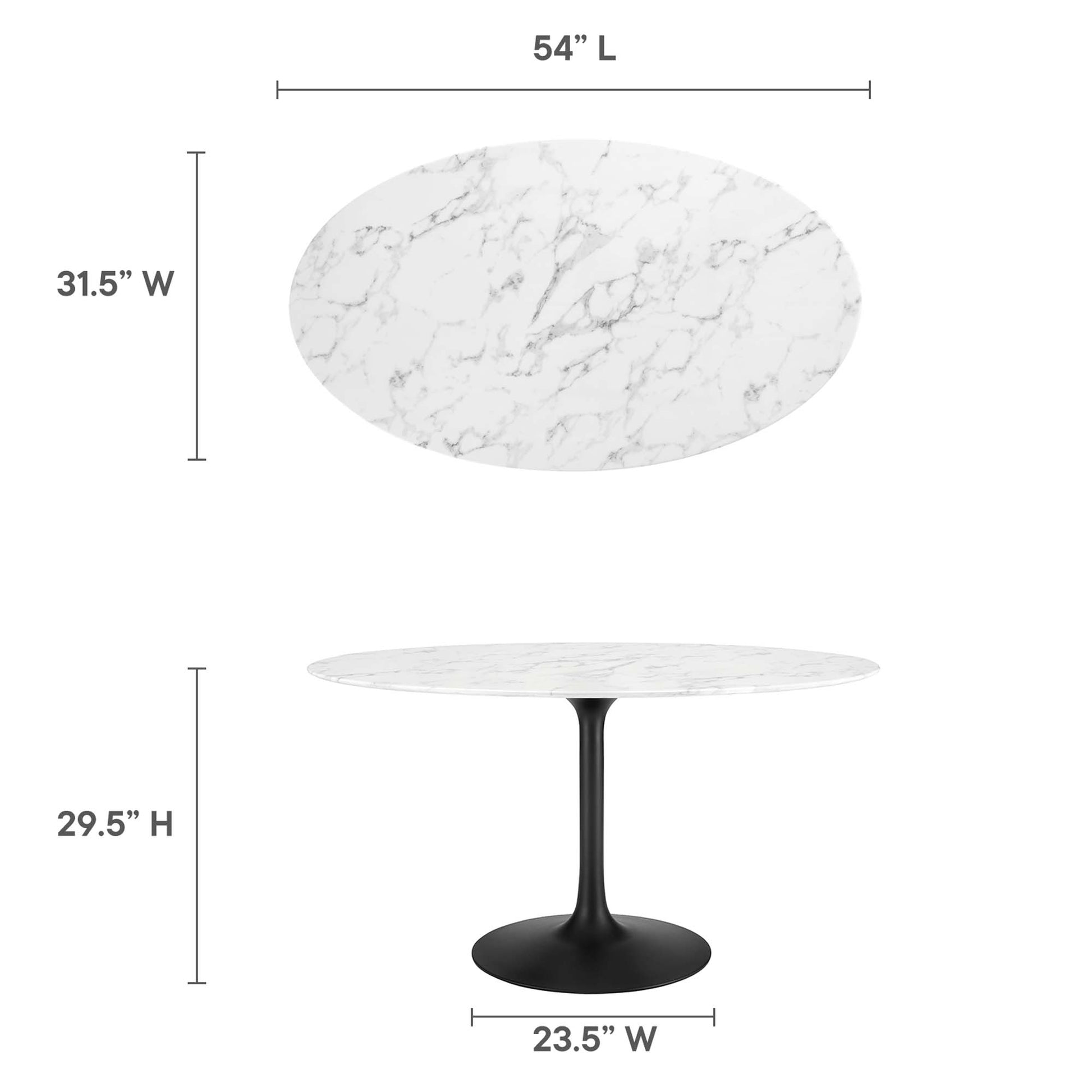 Lippa 54" Oval Faux Marble Dining Table by Modway - Best Buy Furniture