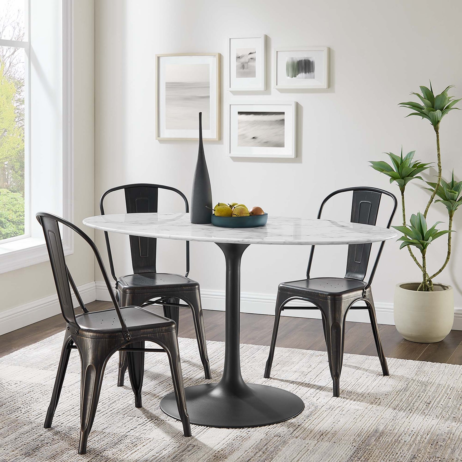 Lippa 54" Oval Faux Marble Dining Table by Modway - Best Buy Furniture