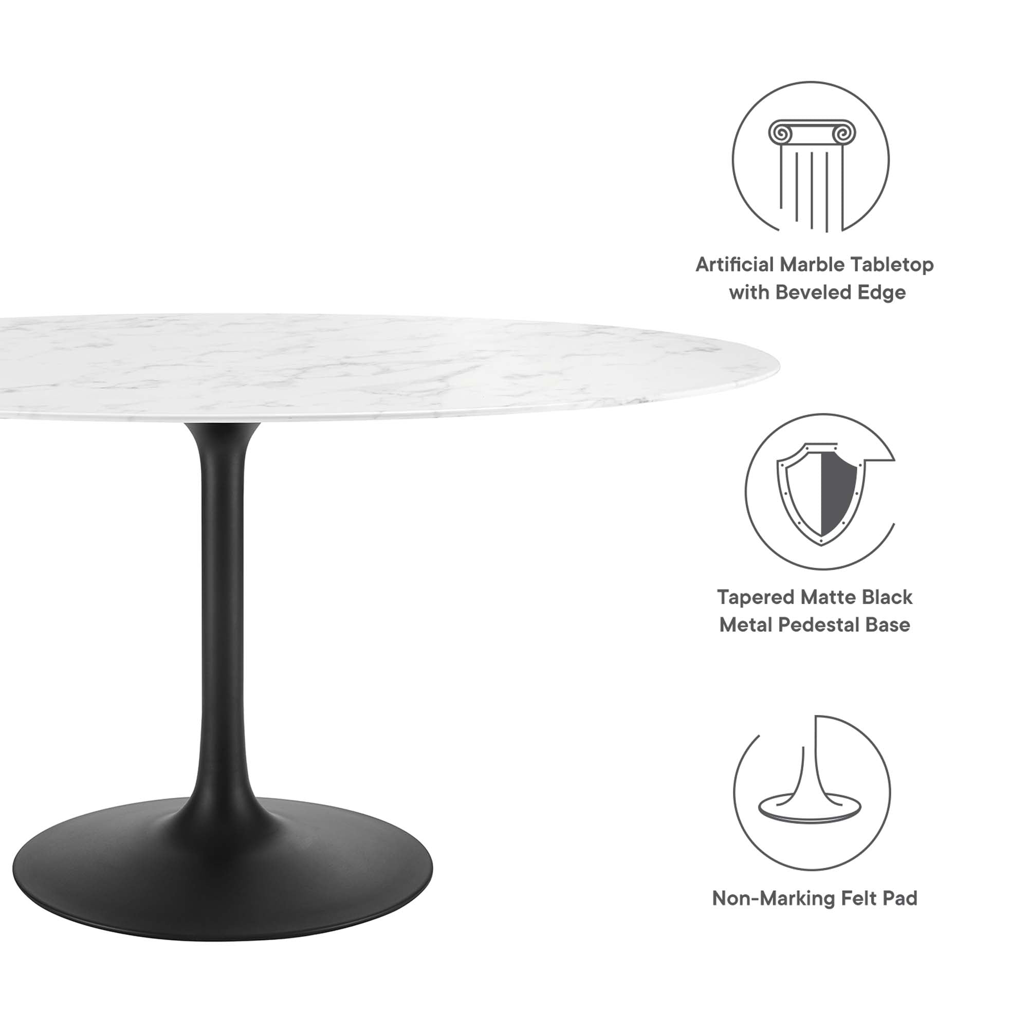 Lippa 60" Oval Faux Marble Dining Table by Modway - Best Buy Furniture