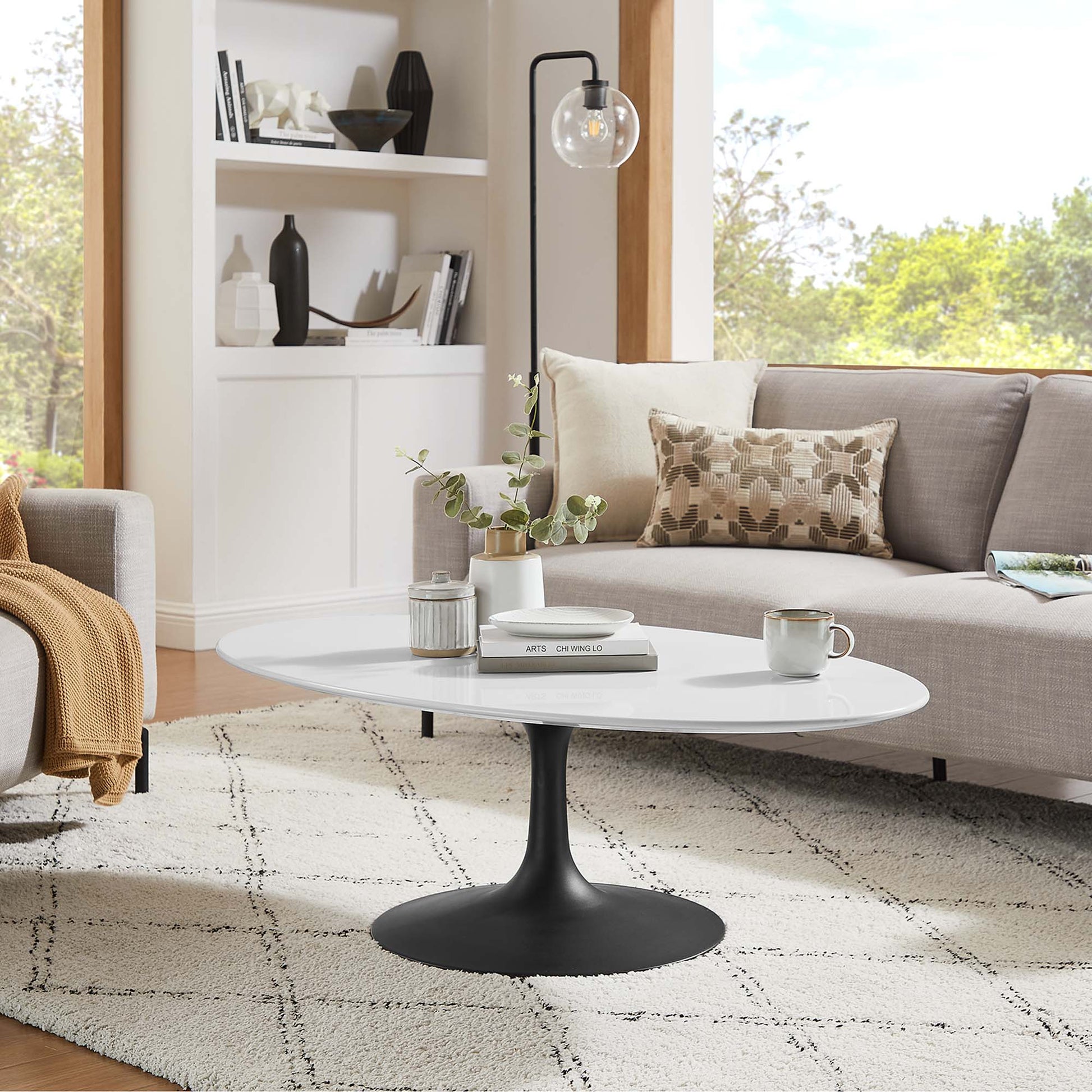 Lippa 48" Oval Wood Coffee Table by Modway - Best Buy Furniture