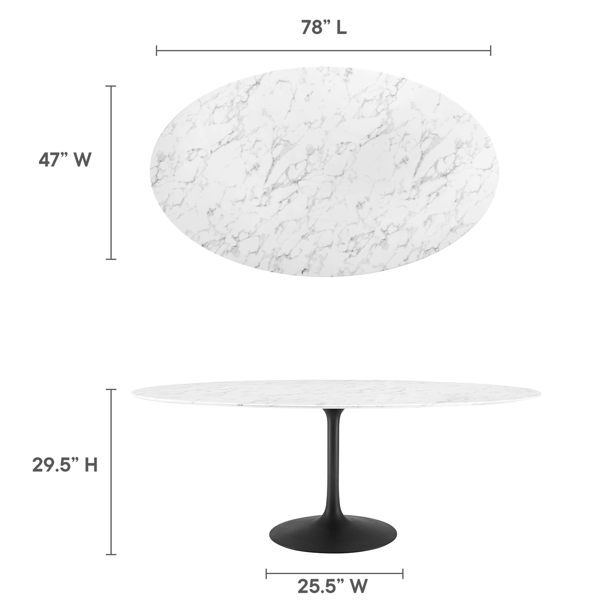 Lippa 78" Oval Faux Marble Dining Table by Modway