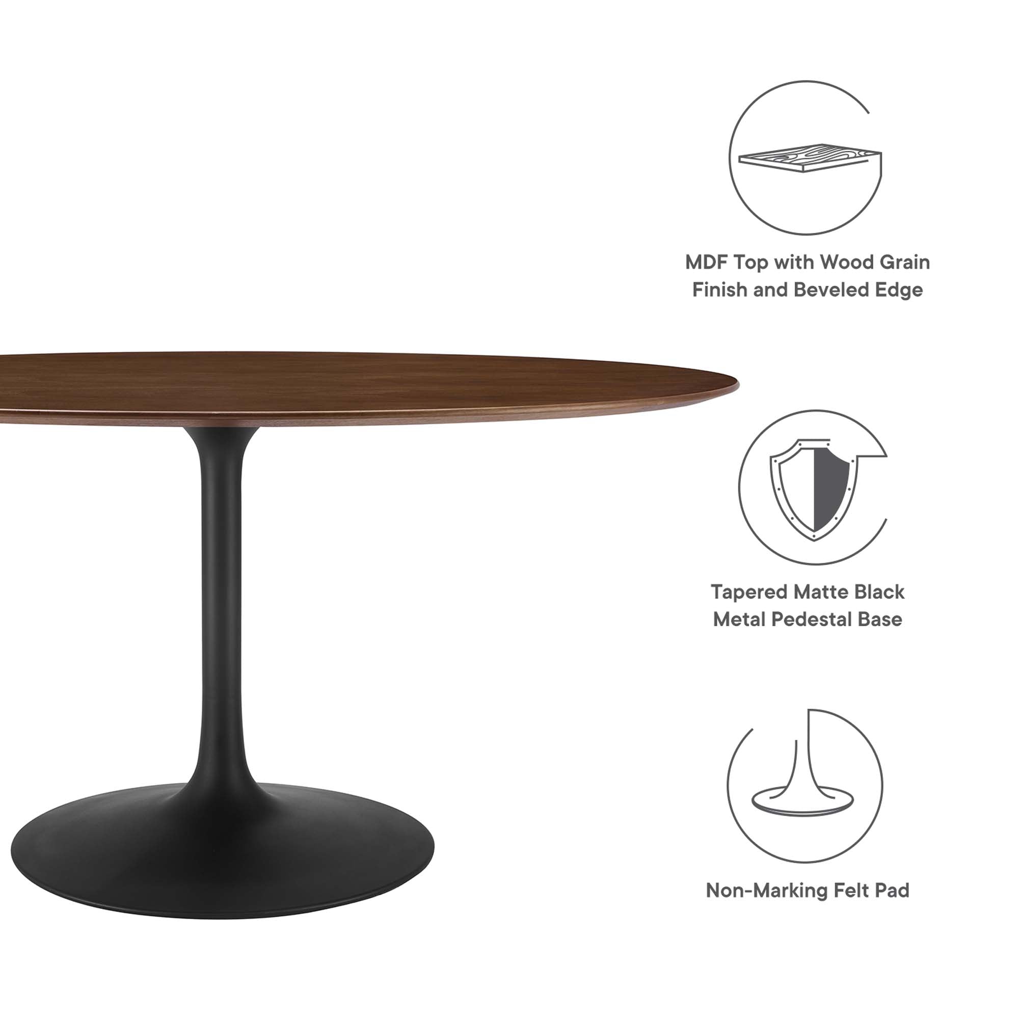 Lippa 60" Oval Walnut Wood Dining Table by Modway - Best Buy Furniture