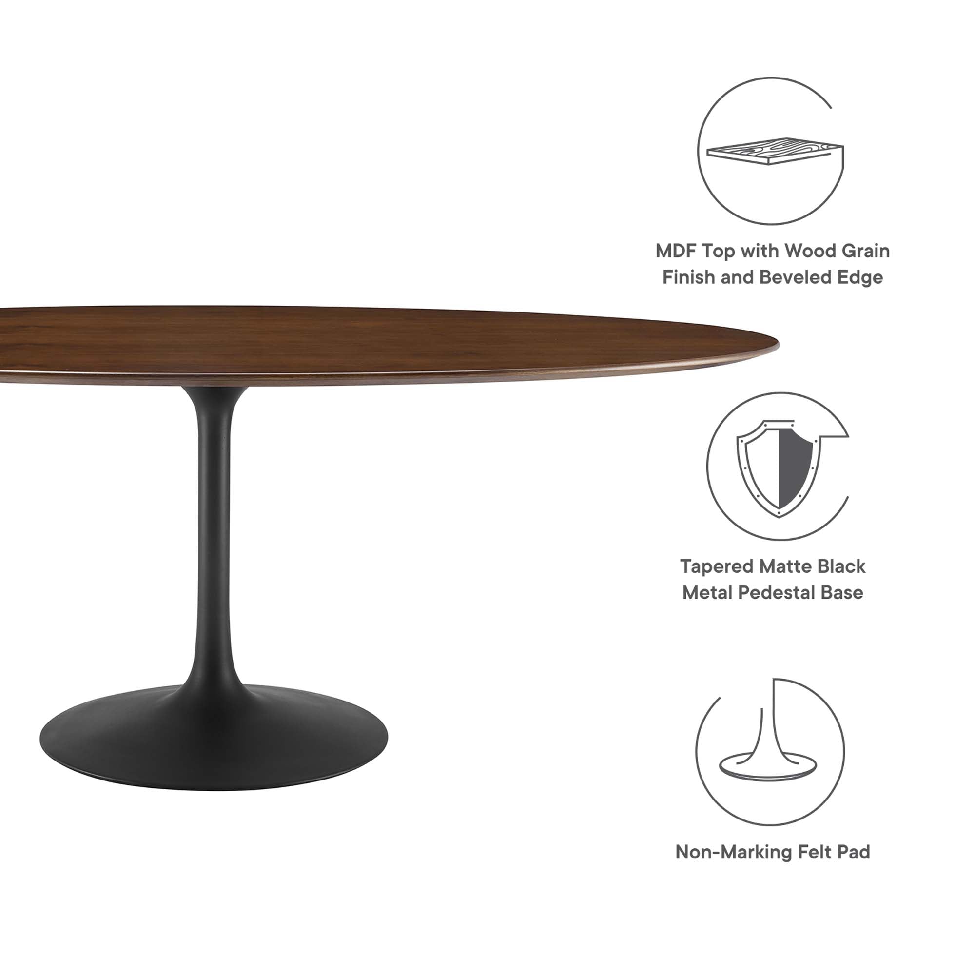 Lippa 78" Oval Walnut Wood Dining Table by Modway