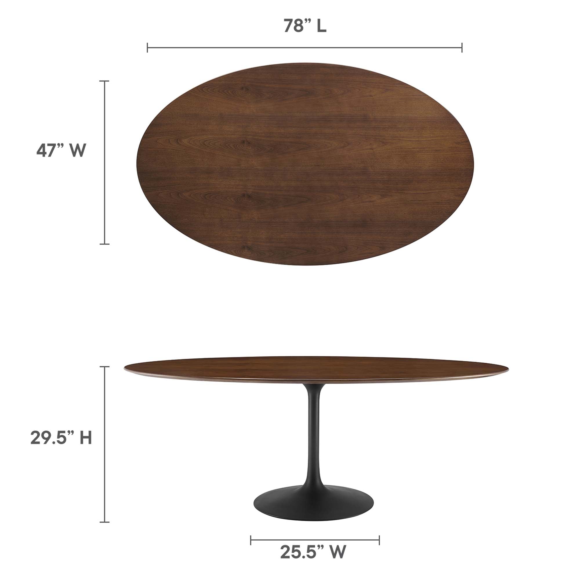 Lippa 78" Oval Walnut Wood Dining Table by Modway