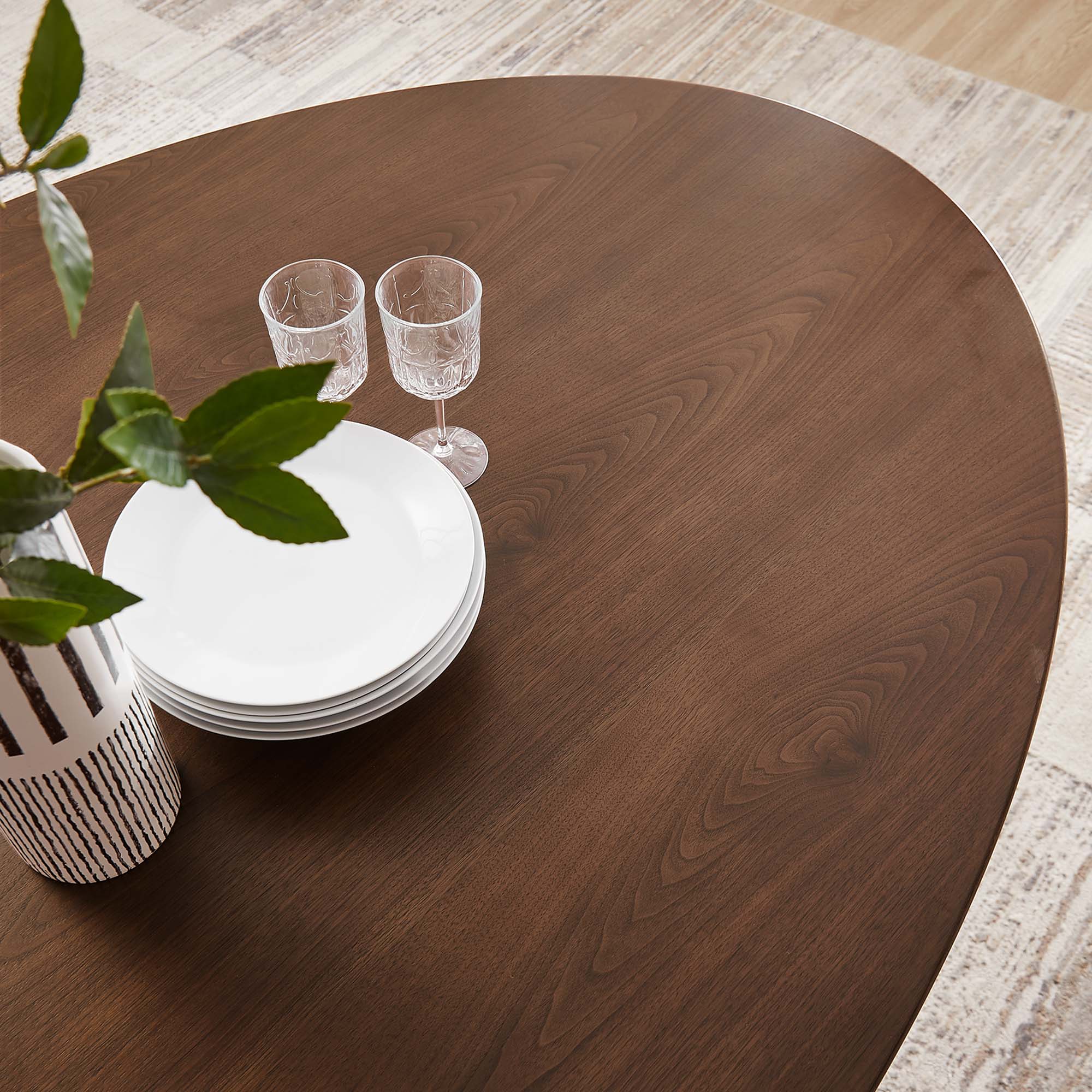 Lippa 78" Oval Walnut Wood Dining Table by Modway