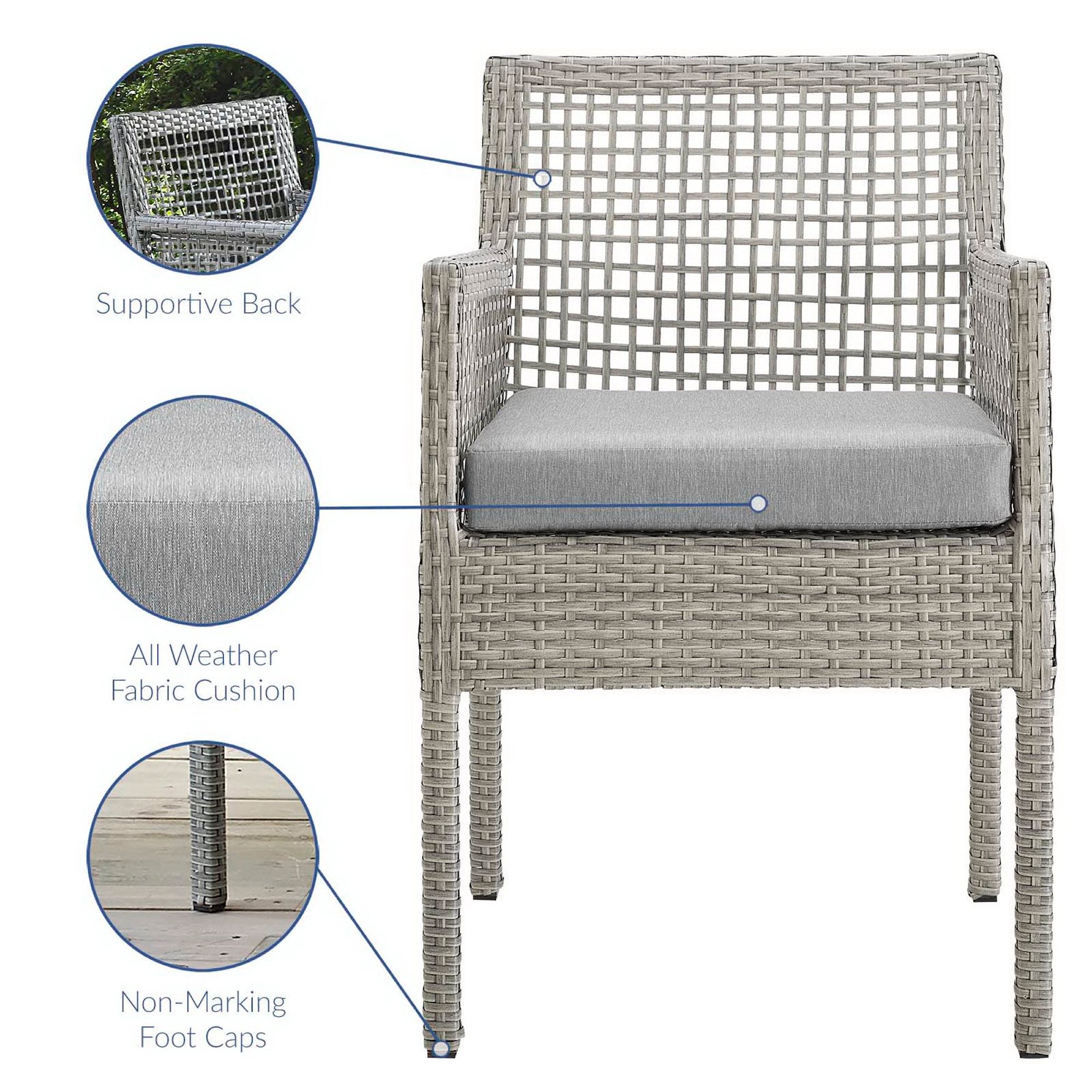 Aura Outdoor Patio Wicker Rattan Dining Armchair Set of 2 by Modway