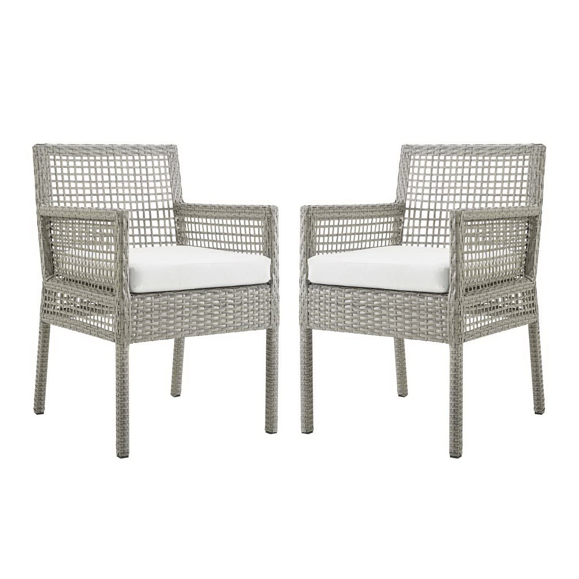 Aura Outdoor Patio Wicker Rattan Dining Armchair Set of 2 by Modway