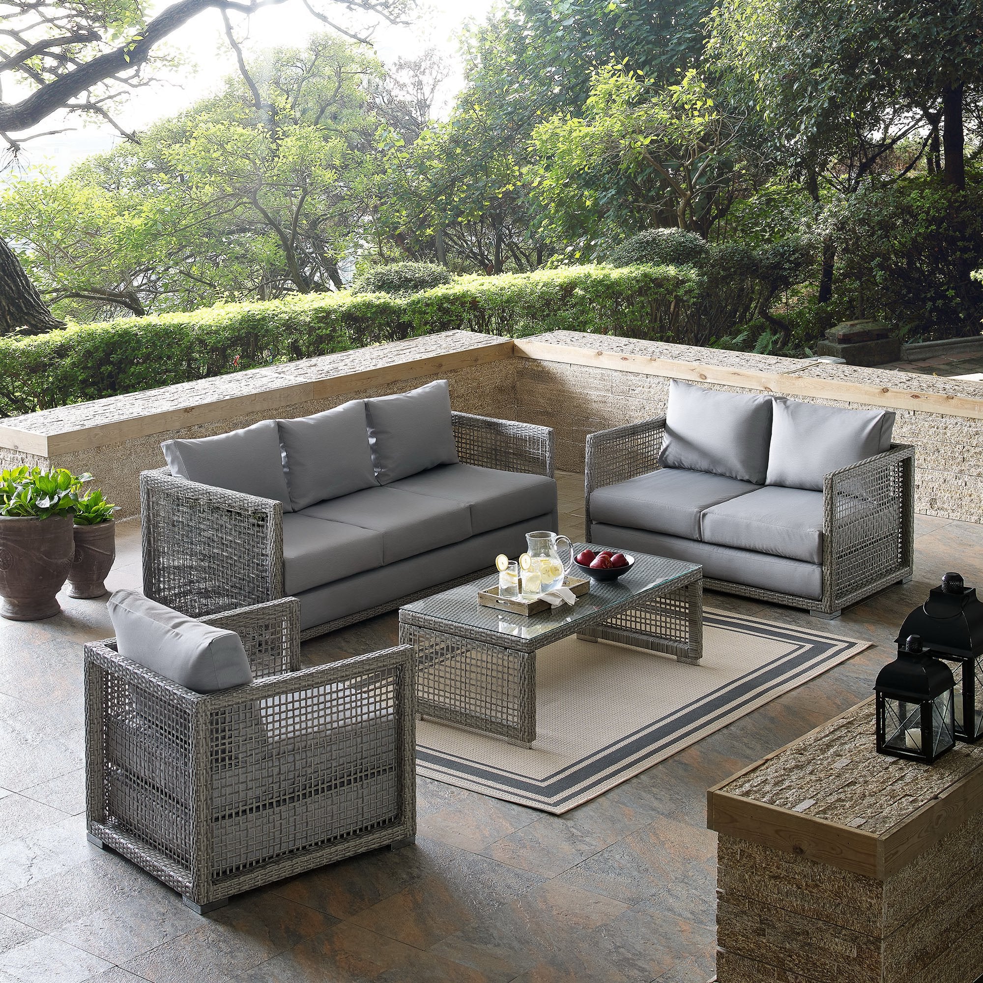 Aura 4 Piece Outdoor Patio Wicker Rattan Set by Modway