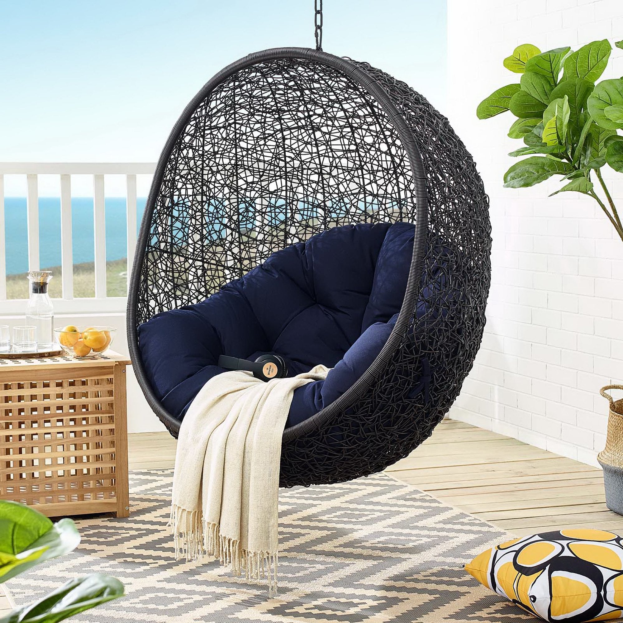 Encase Sunbrella� Fabric Swing Outdoor Patio Lounge Chair Without Stand by Modway
