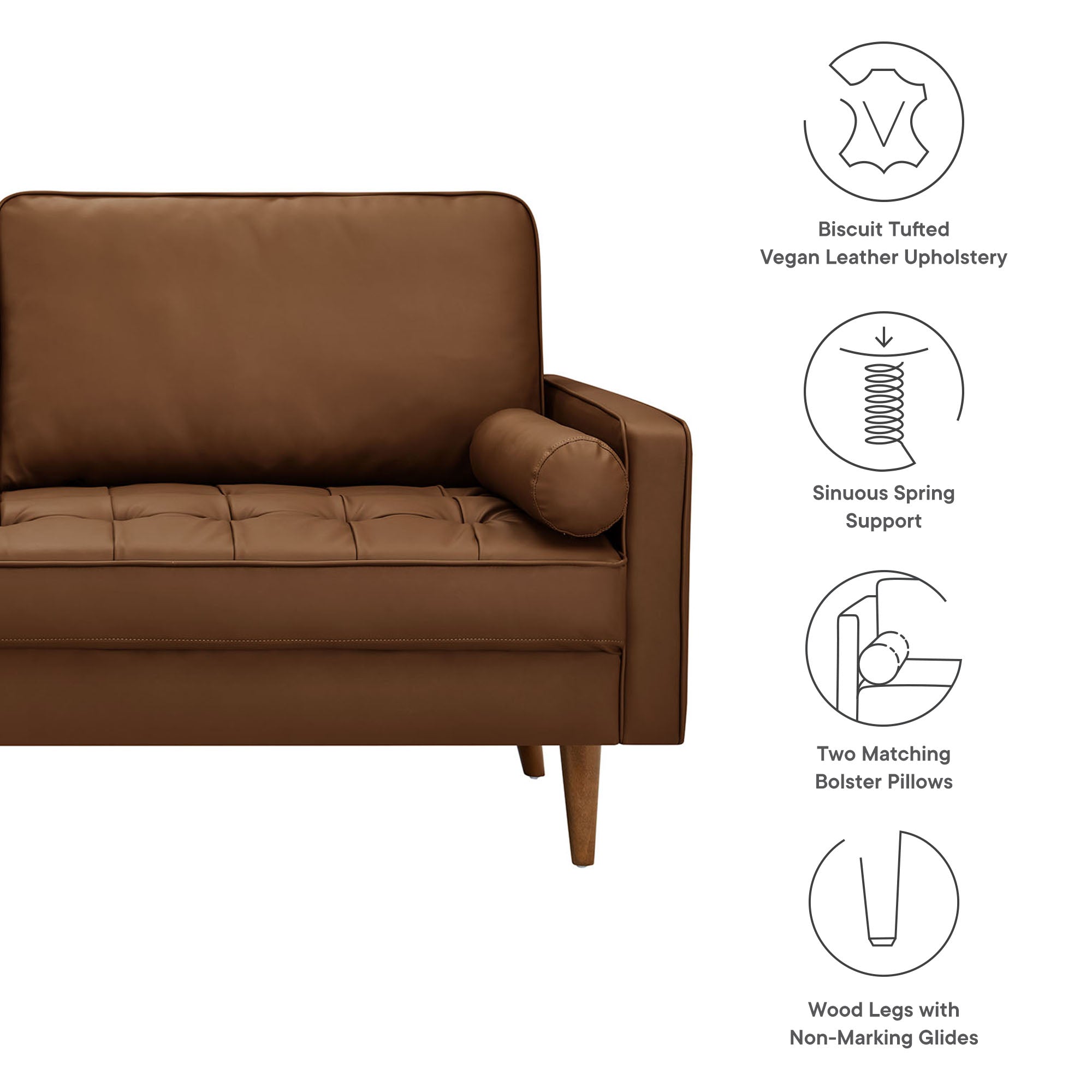 Valour Tufted Vegan Leather Sofa by Modway