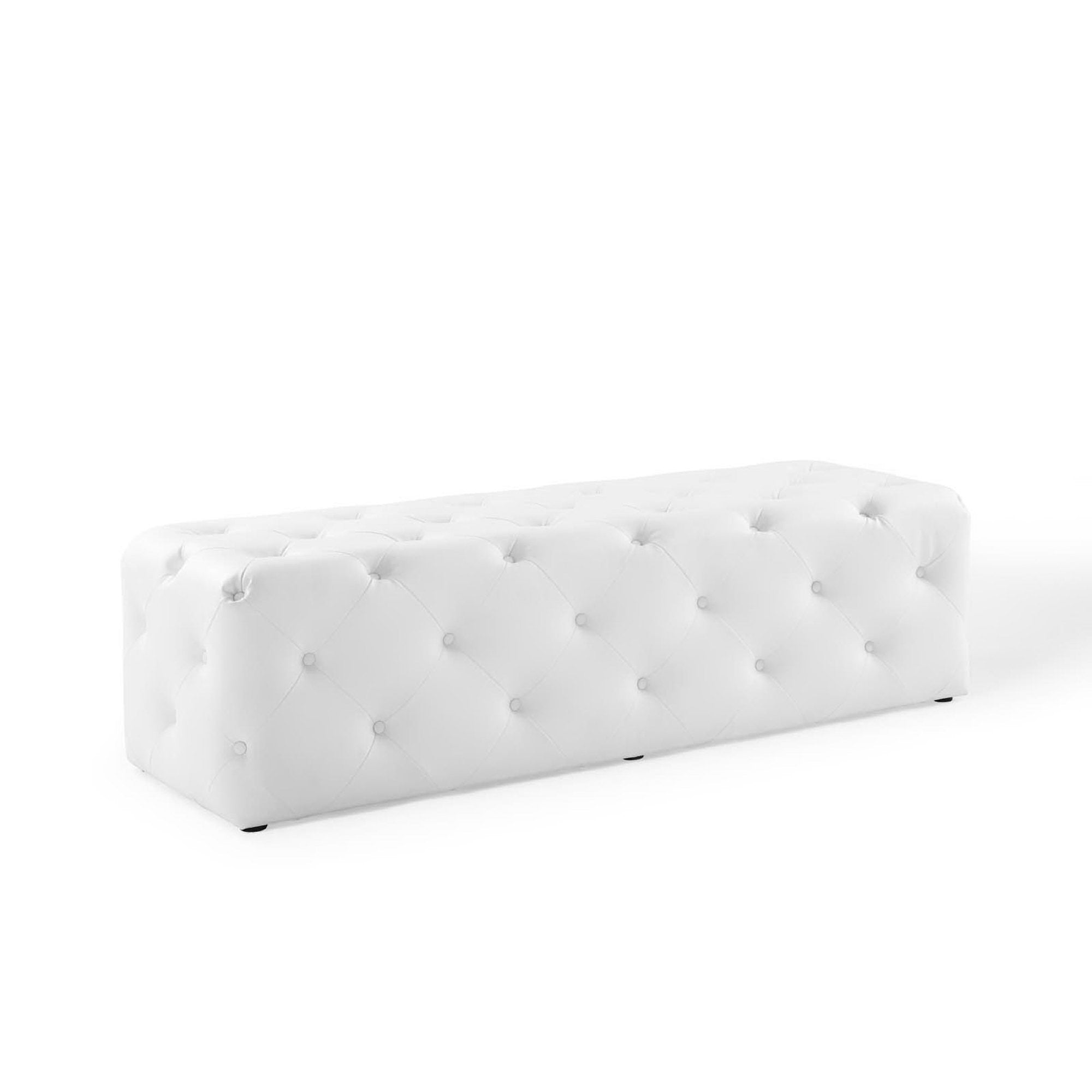 Amour 60" Tufted Button Entryway Faux Leather Bench by Modway