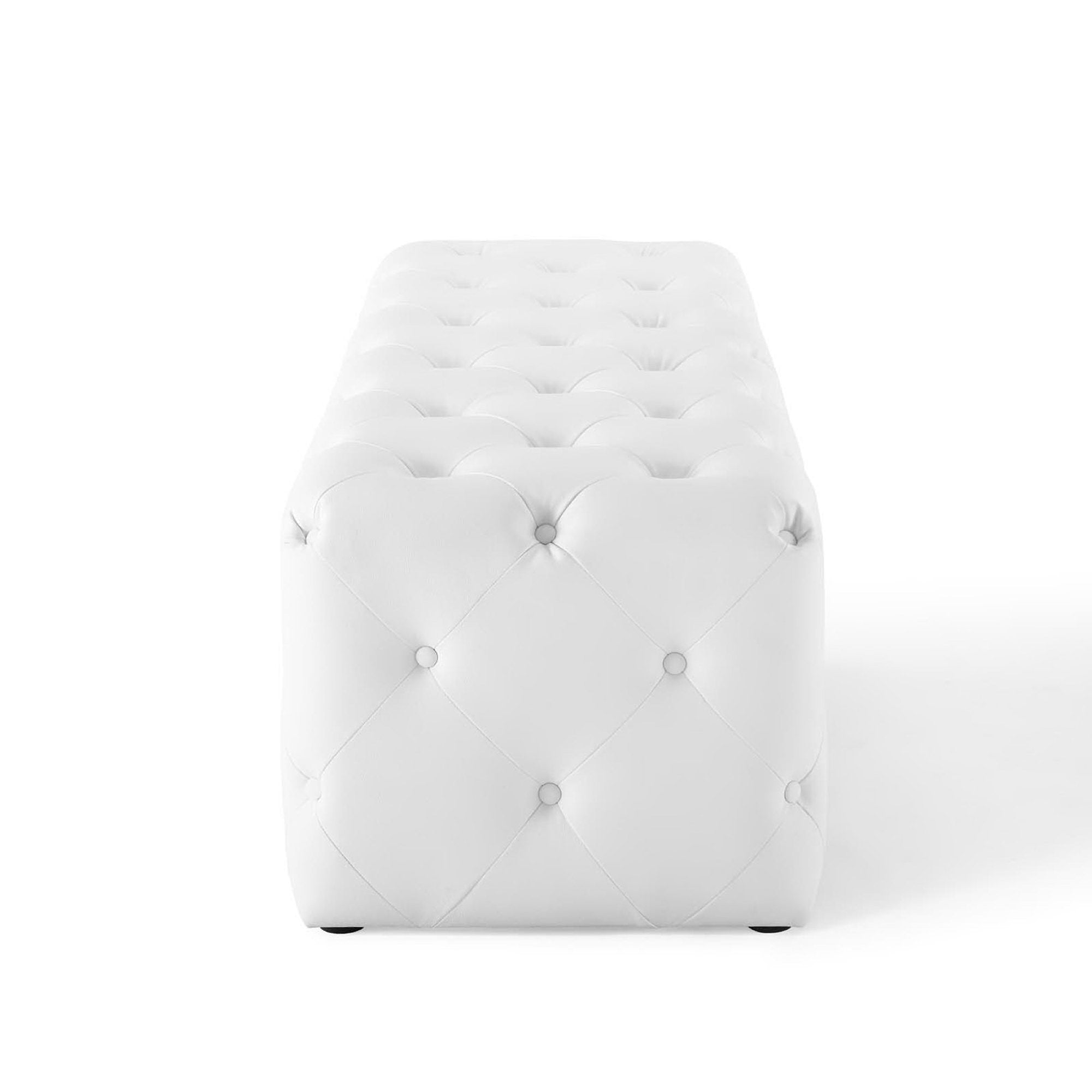 Amour 60" Tufted Button Entryway Faux Leather Bench by Modway