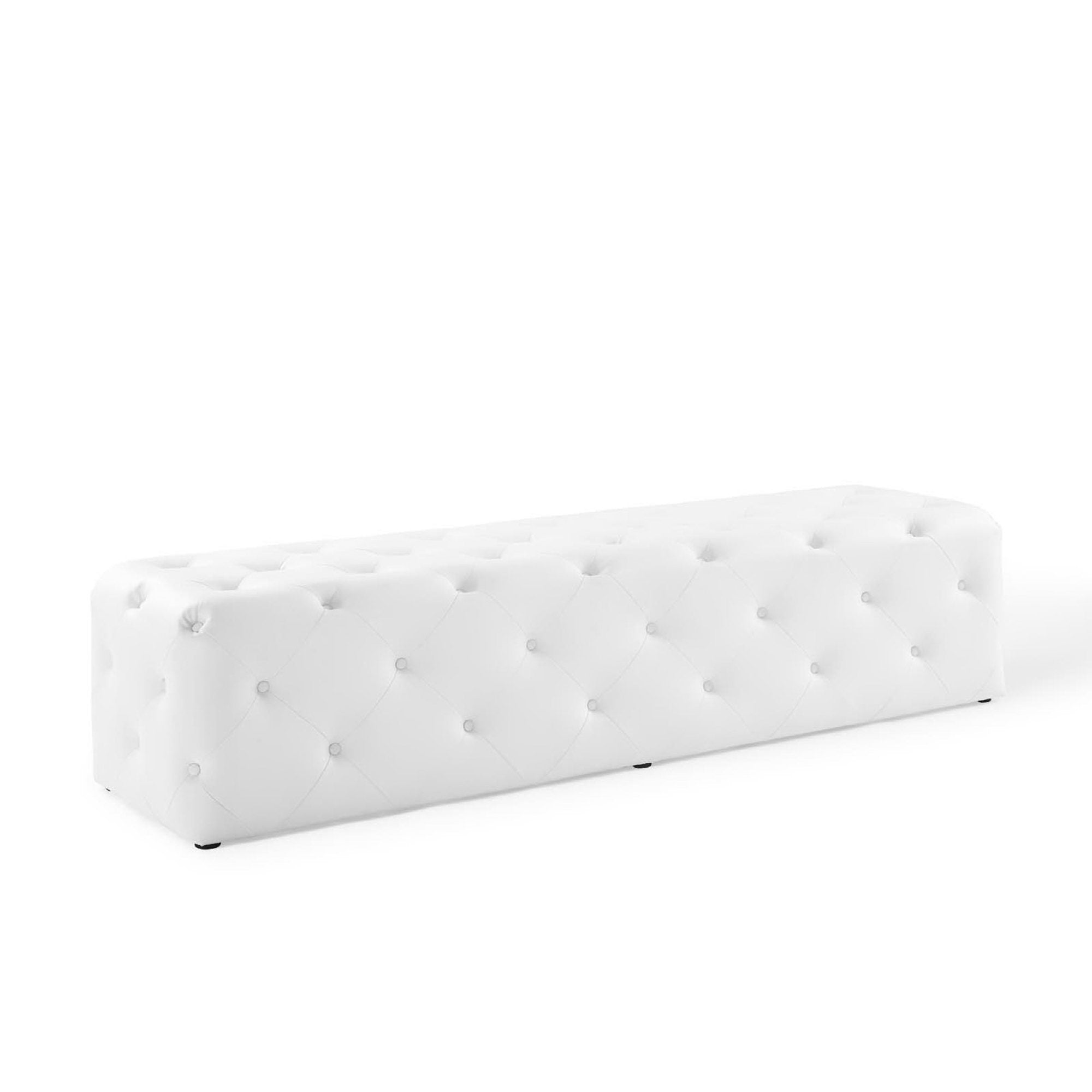 Amour 72" Tufted Button Entryway Faux Leather Bench by Modway
