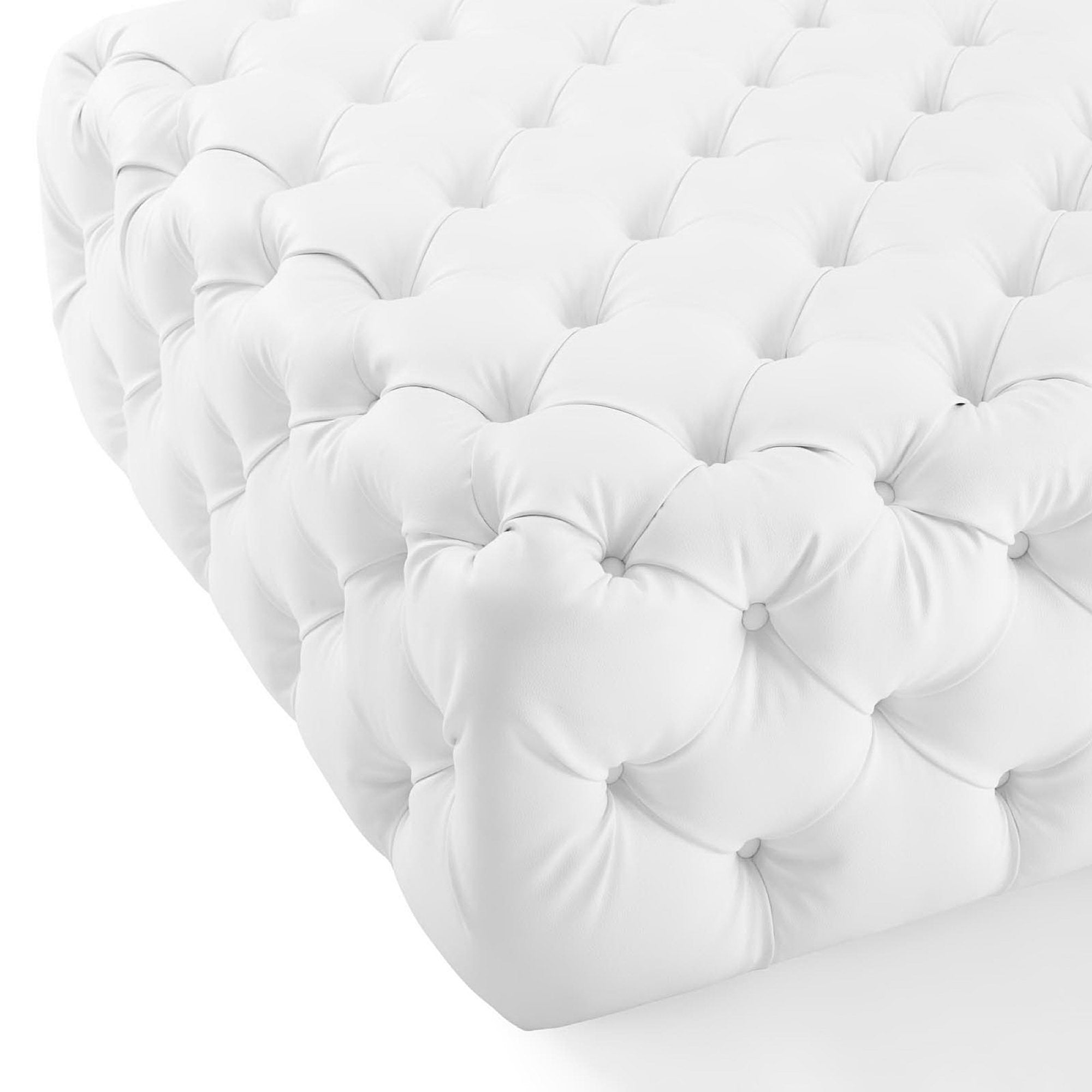Amour Tufted Button Large Square Faux Leather Ottoman by Modway