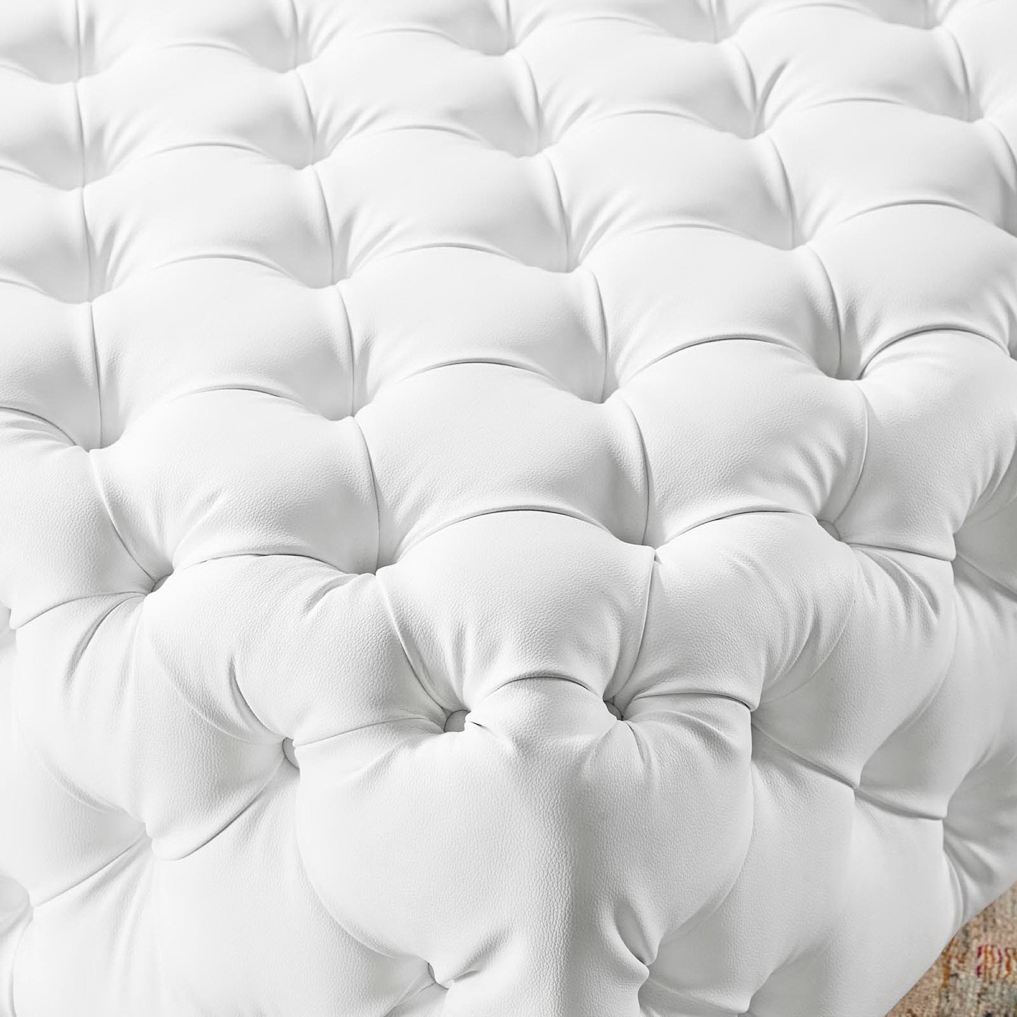Amour Tufted Button Large Square Faux Leather Ottoman by Modway