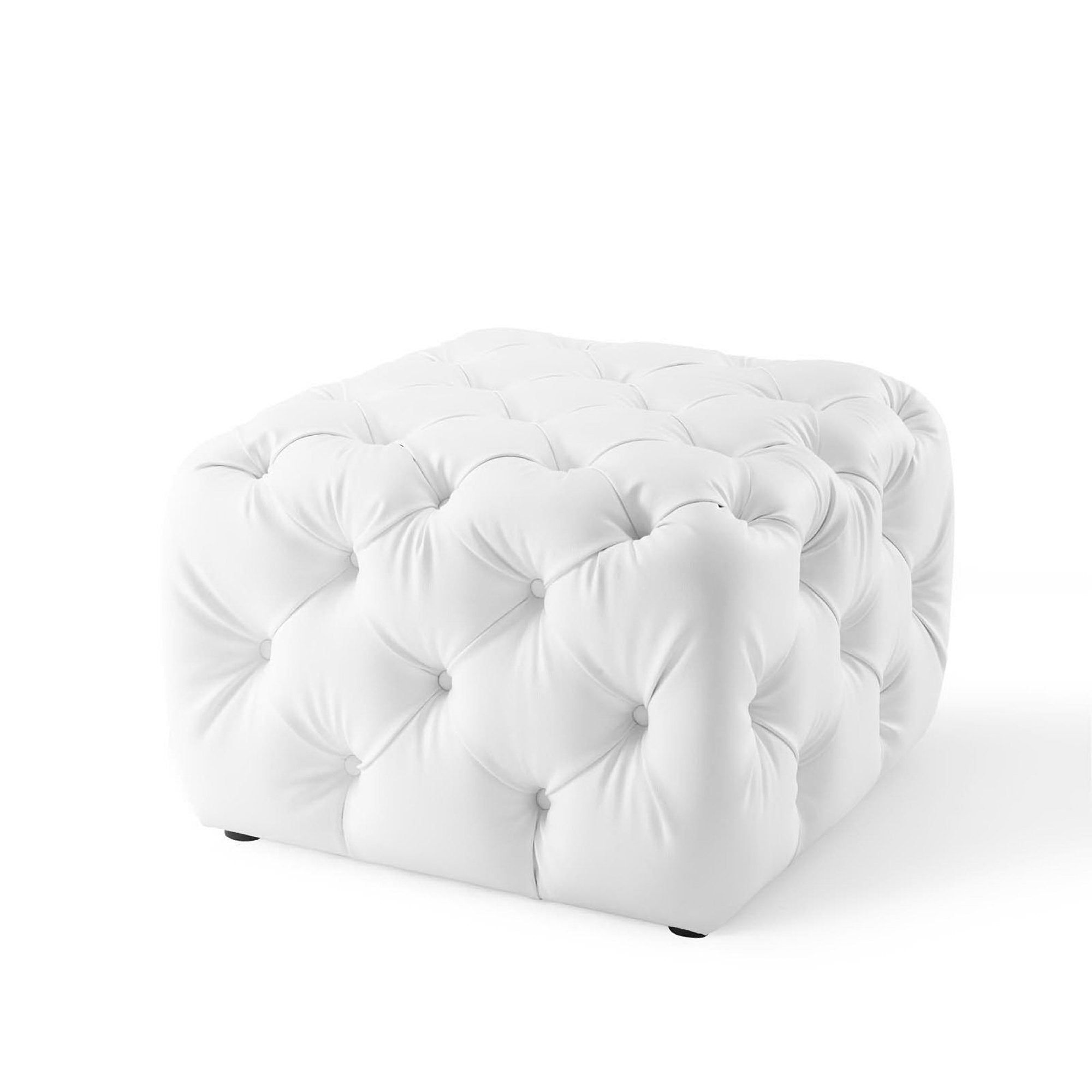 Amour Tufted Button Square Faux Leather Ottoman by Modway