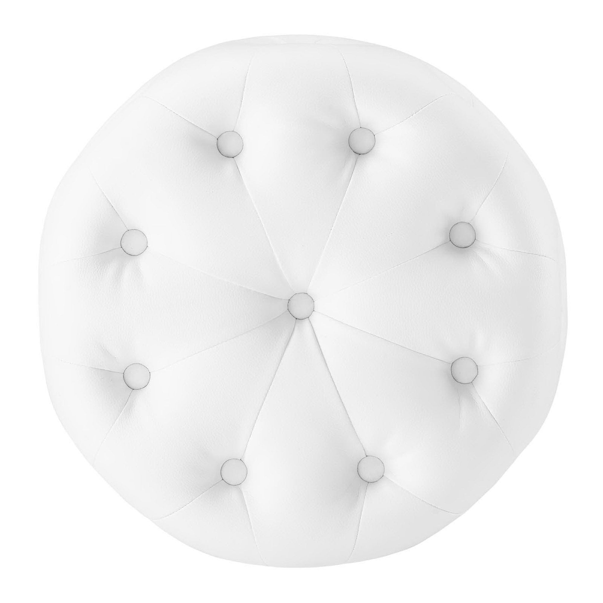 Amour Tufted Button Round Faux Leather Ottoman by Modway