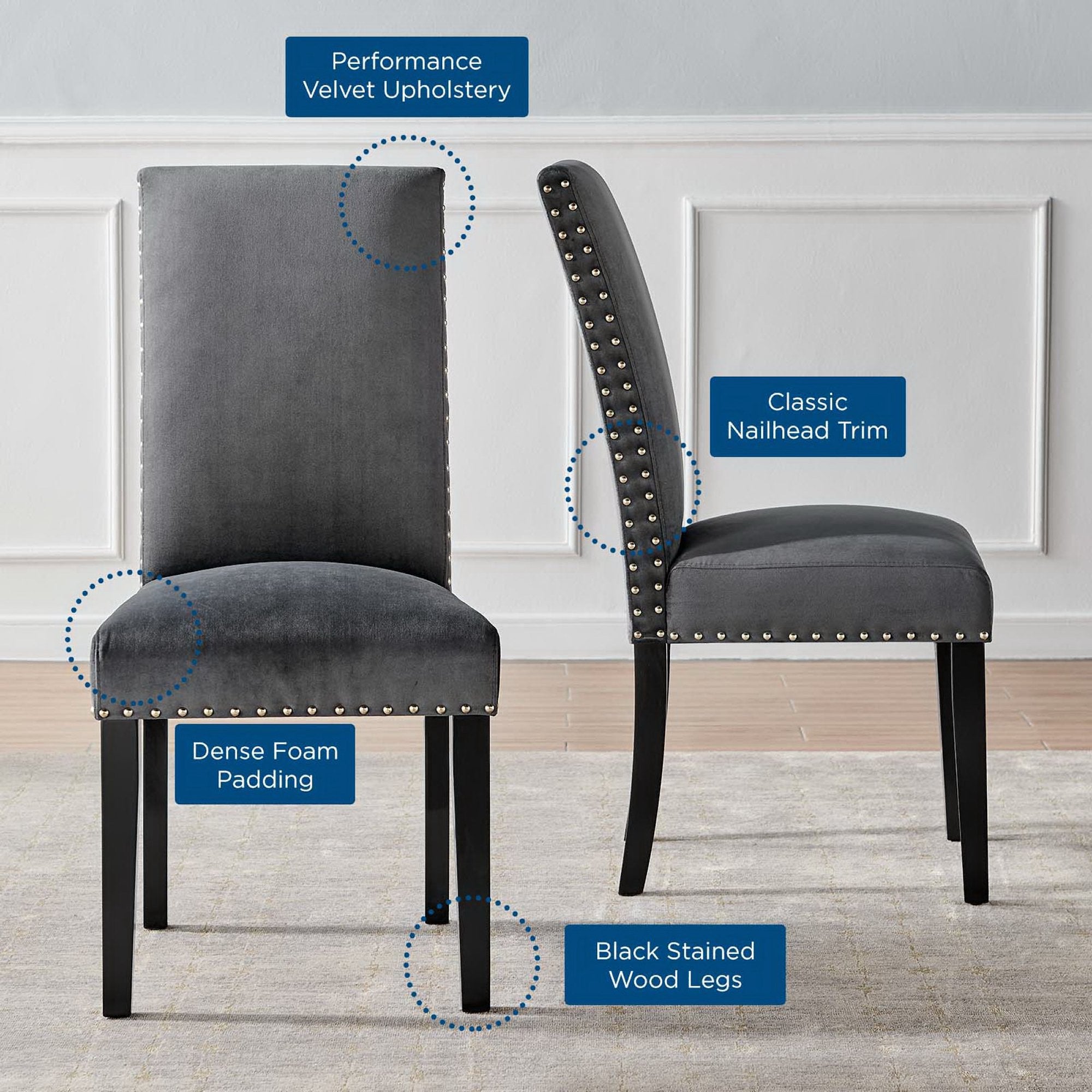 Parcel Performance Velvet Dining Side Chairs Set of 2 by Modway - Best Buy Furniture