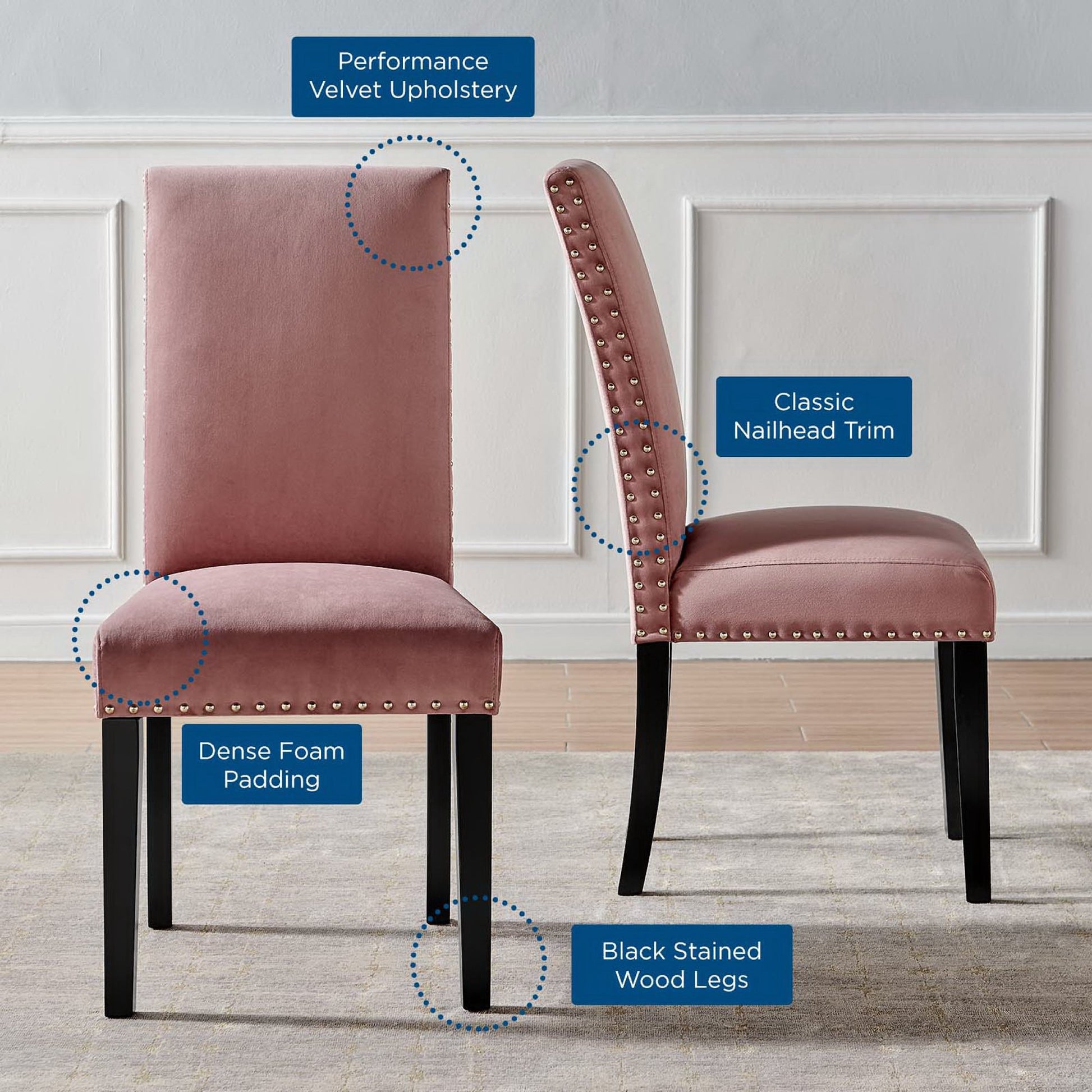 Parcel Performance Velvet Dining Side Chairs Set of 2 by Modway - Best Buy Furniture