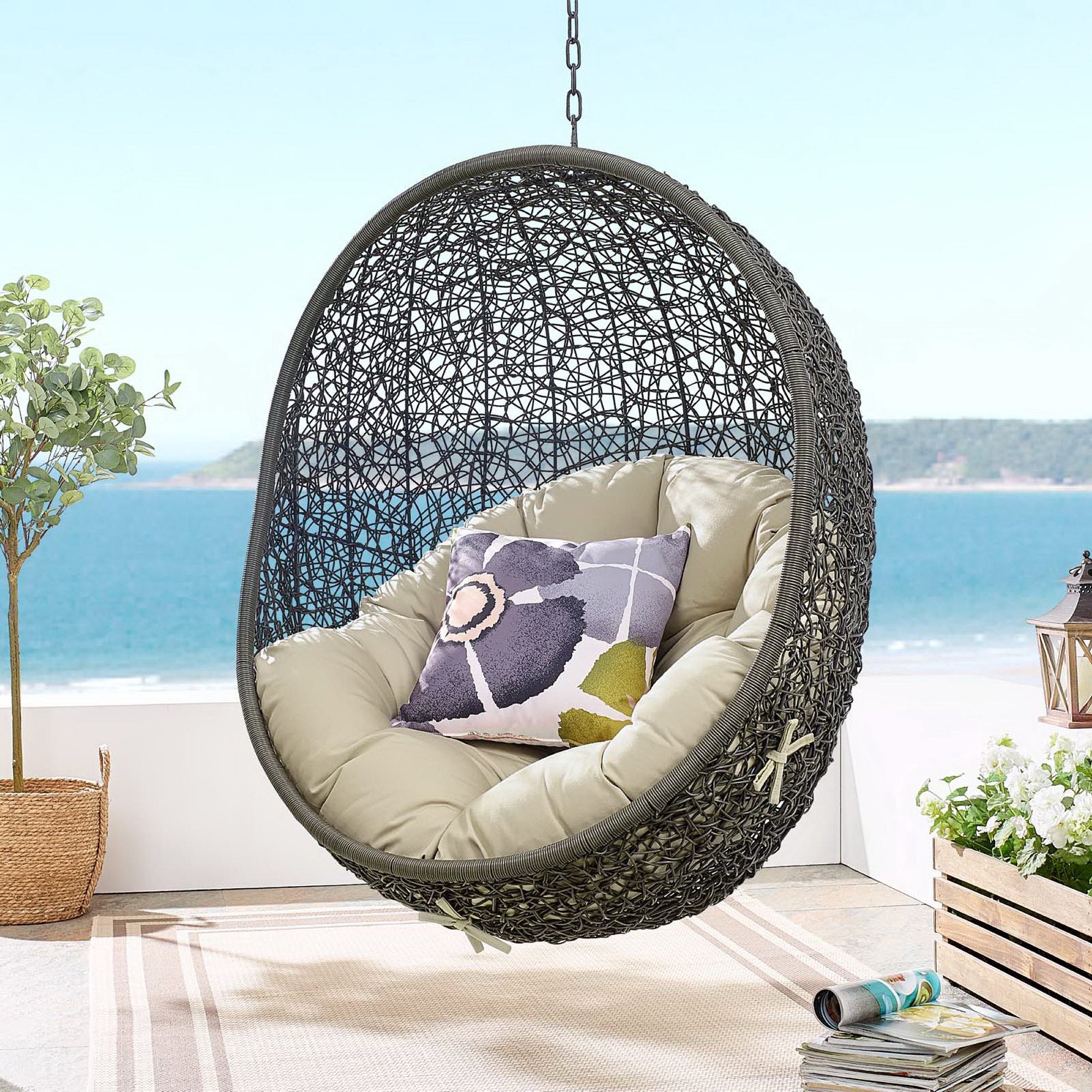 Hide Outdoor Patio Sunbrella� Swing Chair With Stand by Modway