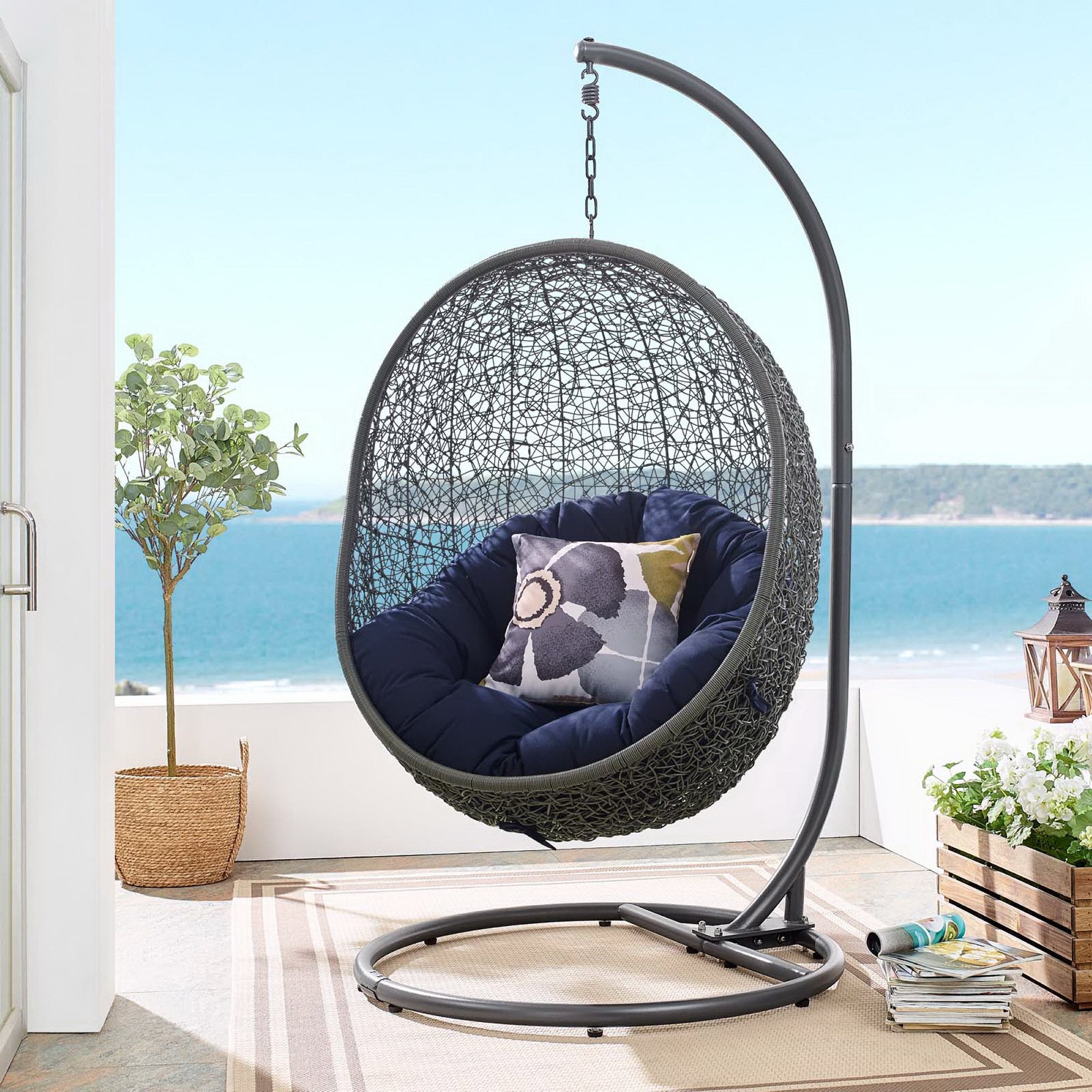 Hide Outdoor Patio Sunbrella� Swing Chair With Stand by Modway