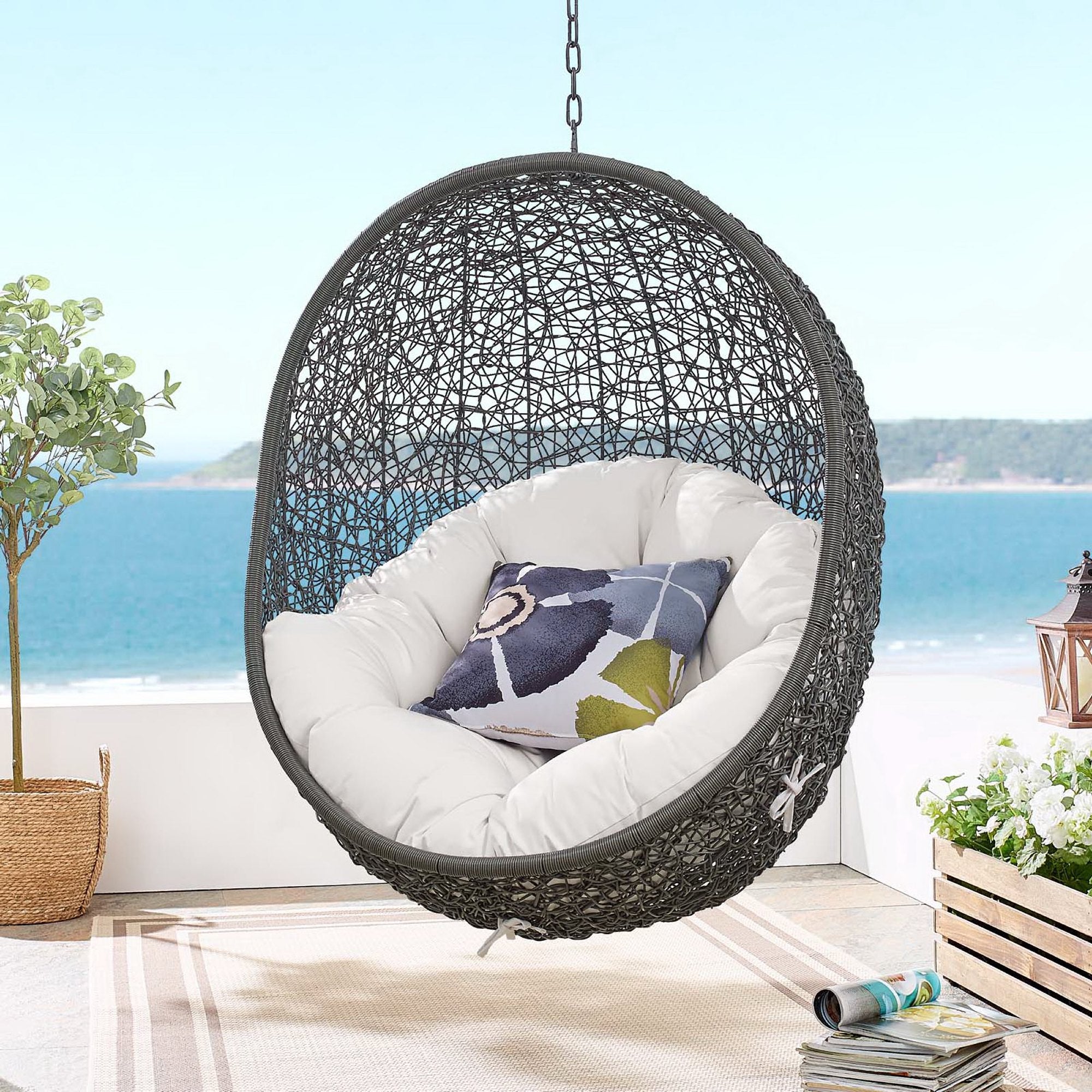 Hide Outdoor Patio Sunbrella� Swing Chair With Stand by Modway