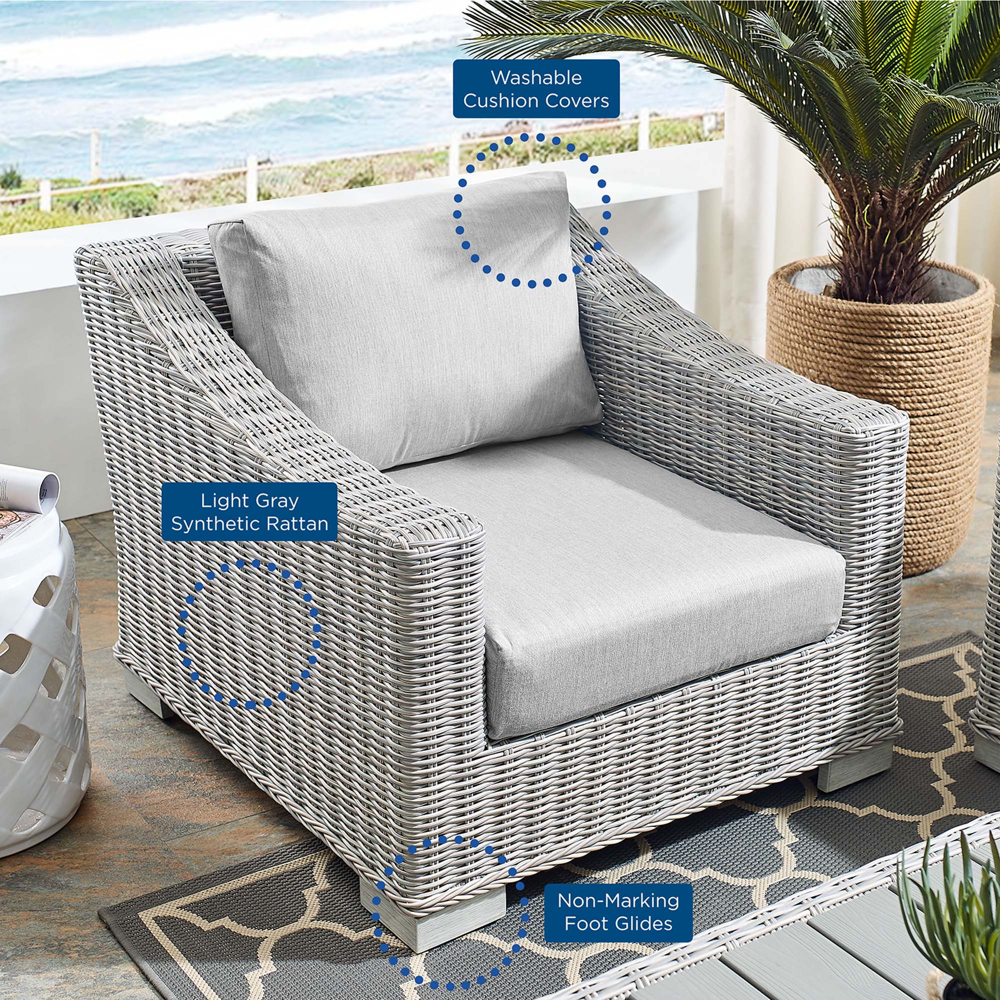 Conway Sunbrella� Outdoor Patio Wicker Rattan Armchair by Modway