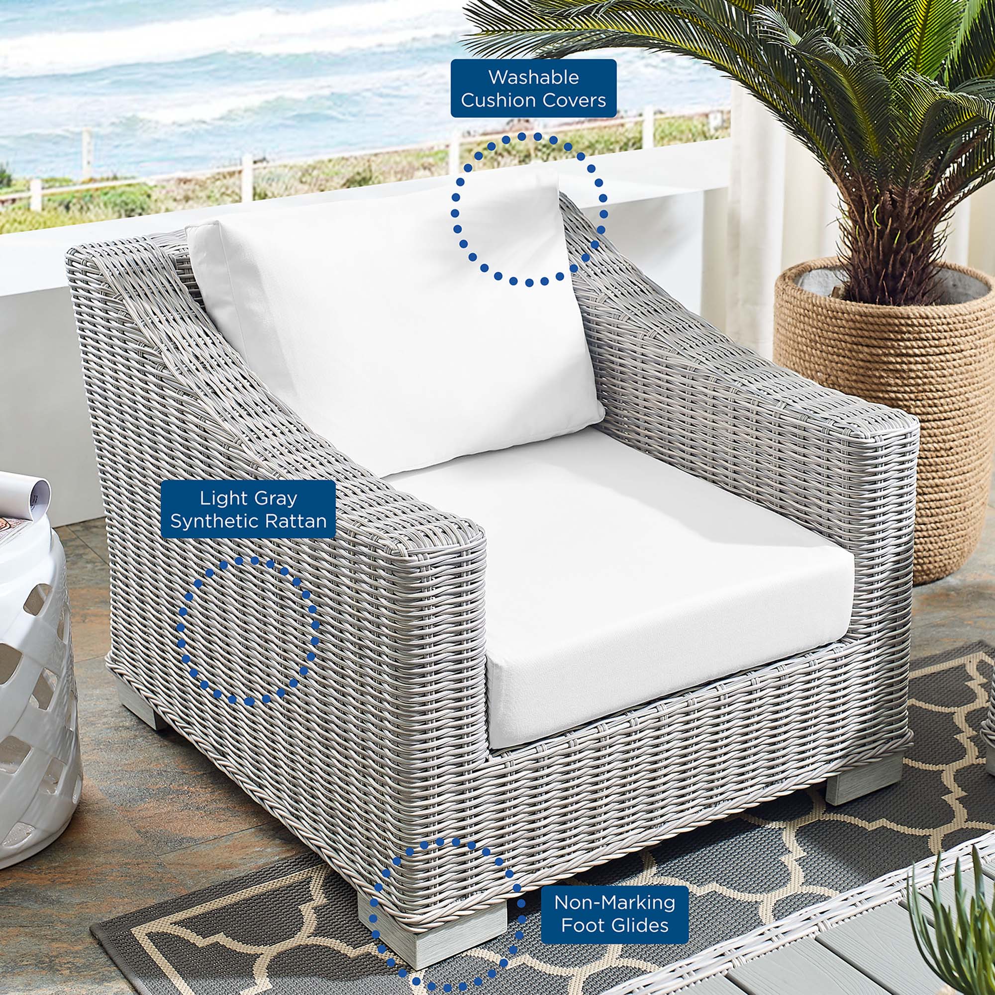 Conway Sunbrella� Outdoor Patio Wicker Rattan Armchair by Modway