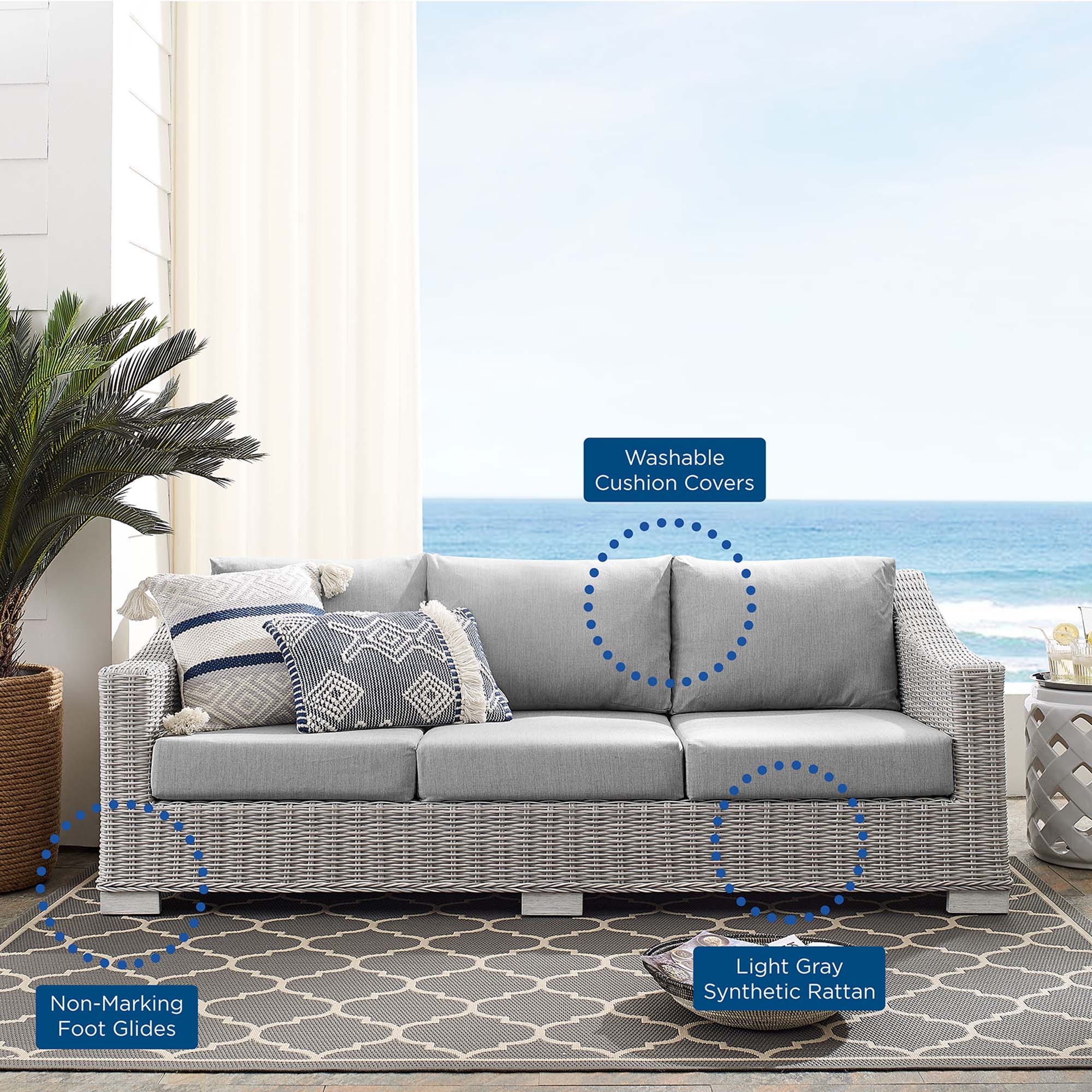 Conway Sunbrella� Outdoor Patio Wicker Rattan Sofa by Modway