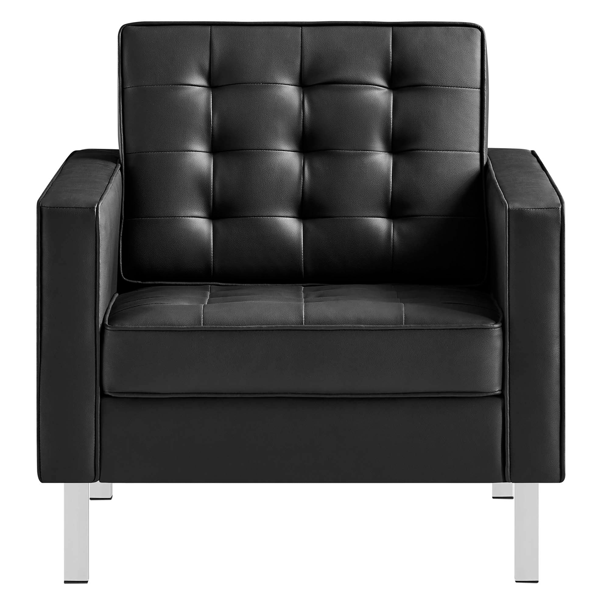 Loft Tufted Vegan Leather Armchairs Set of 2 by Modway
