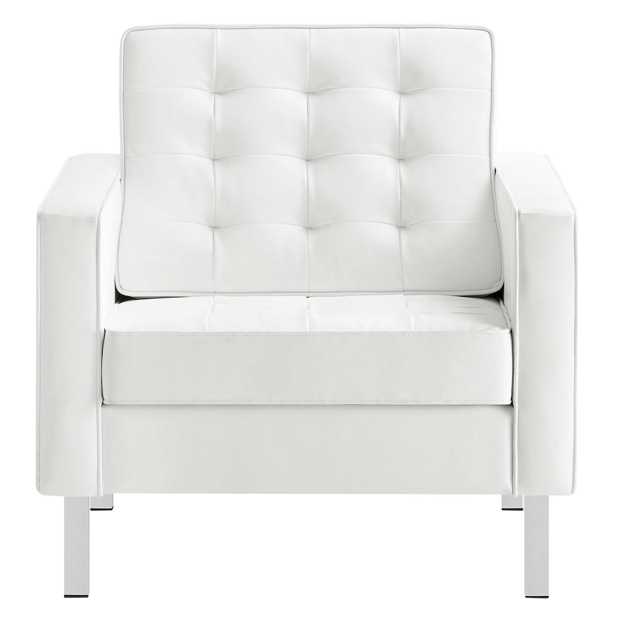 Loft Tufted Vegan Leather Armchairs Set of 2 by Modway