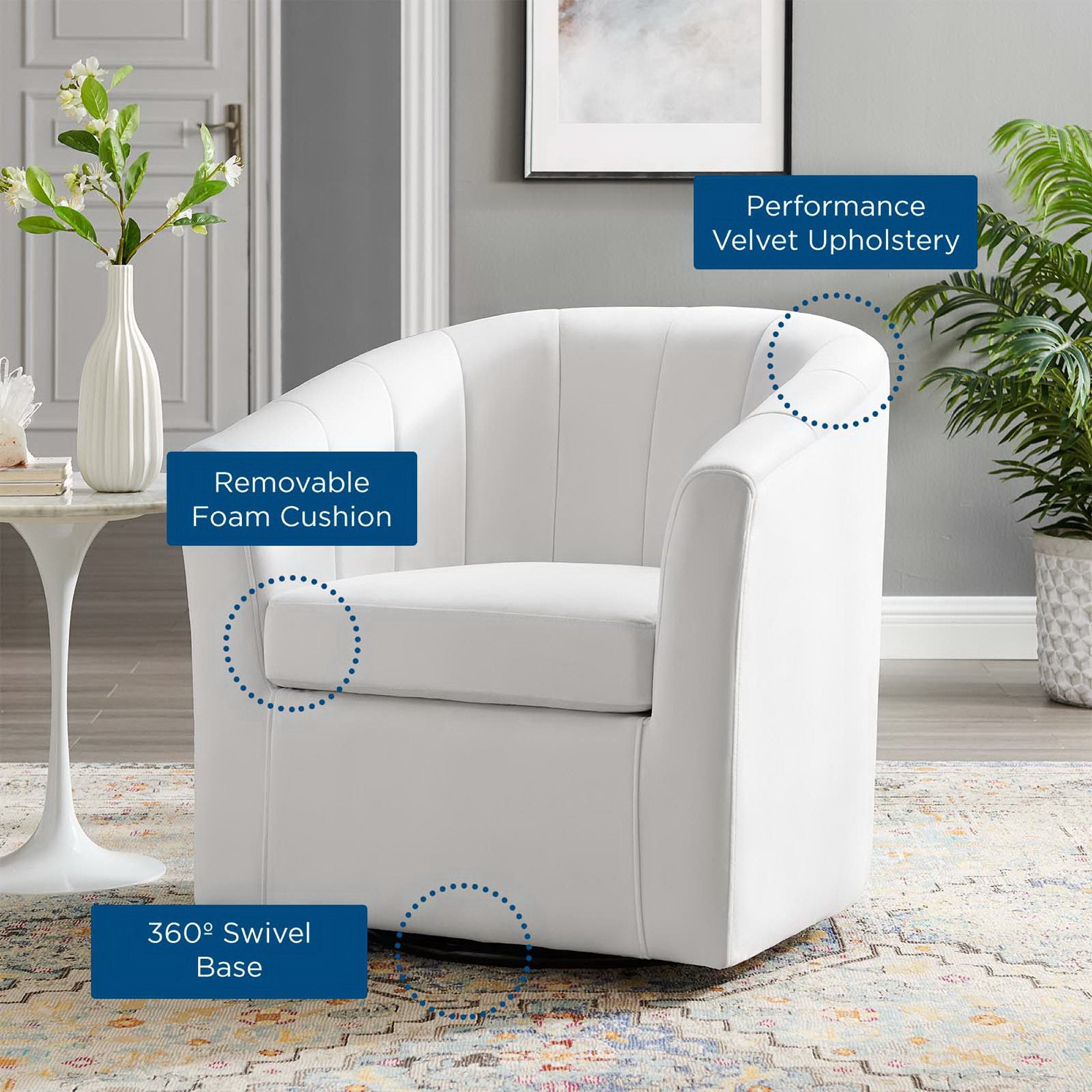 Prospect Performance Velvet Swivel Armchair by Modway