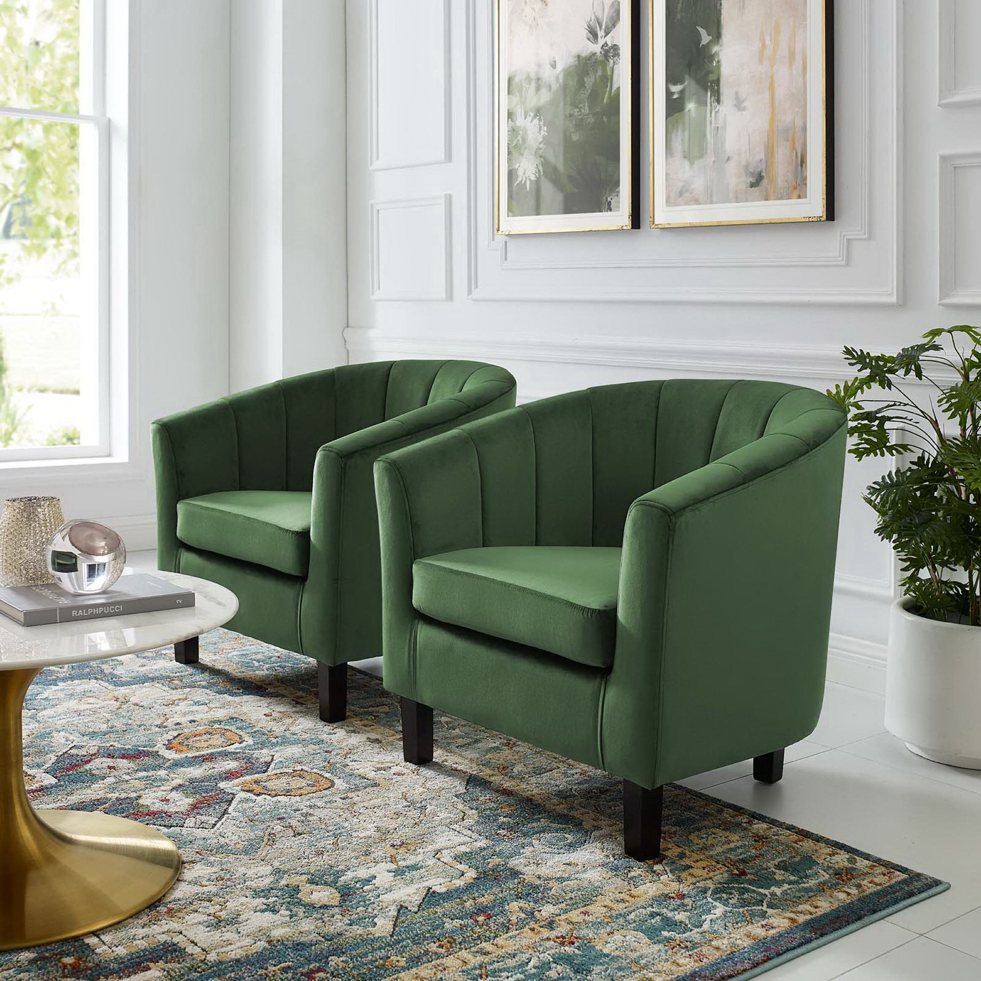 Prospect Channel Tufted Performance Velvet Armchair Set of 2 by Modway
