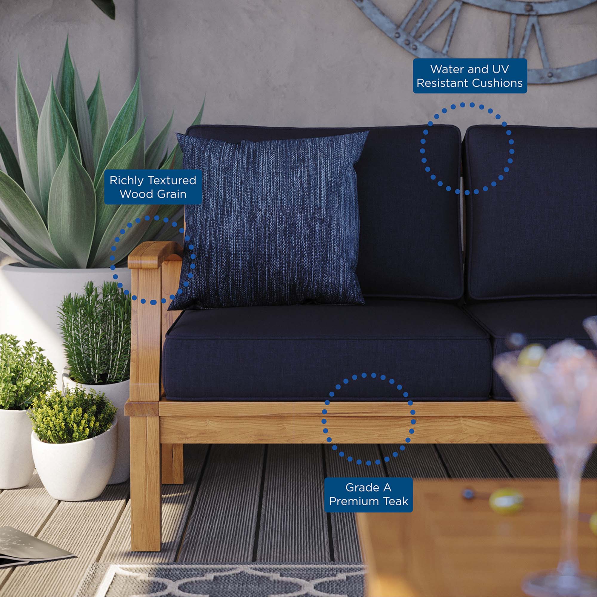 Marina Outdoor Patio Teak Sofa by Modway - Best Buy Furniture
