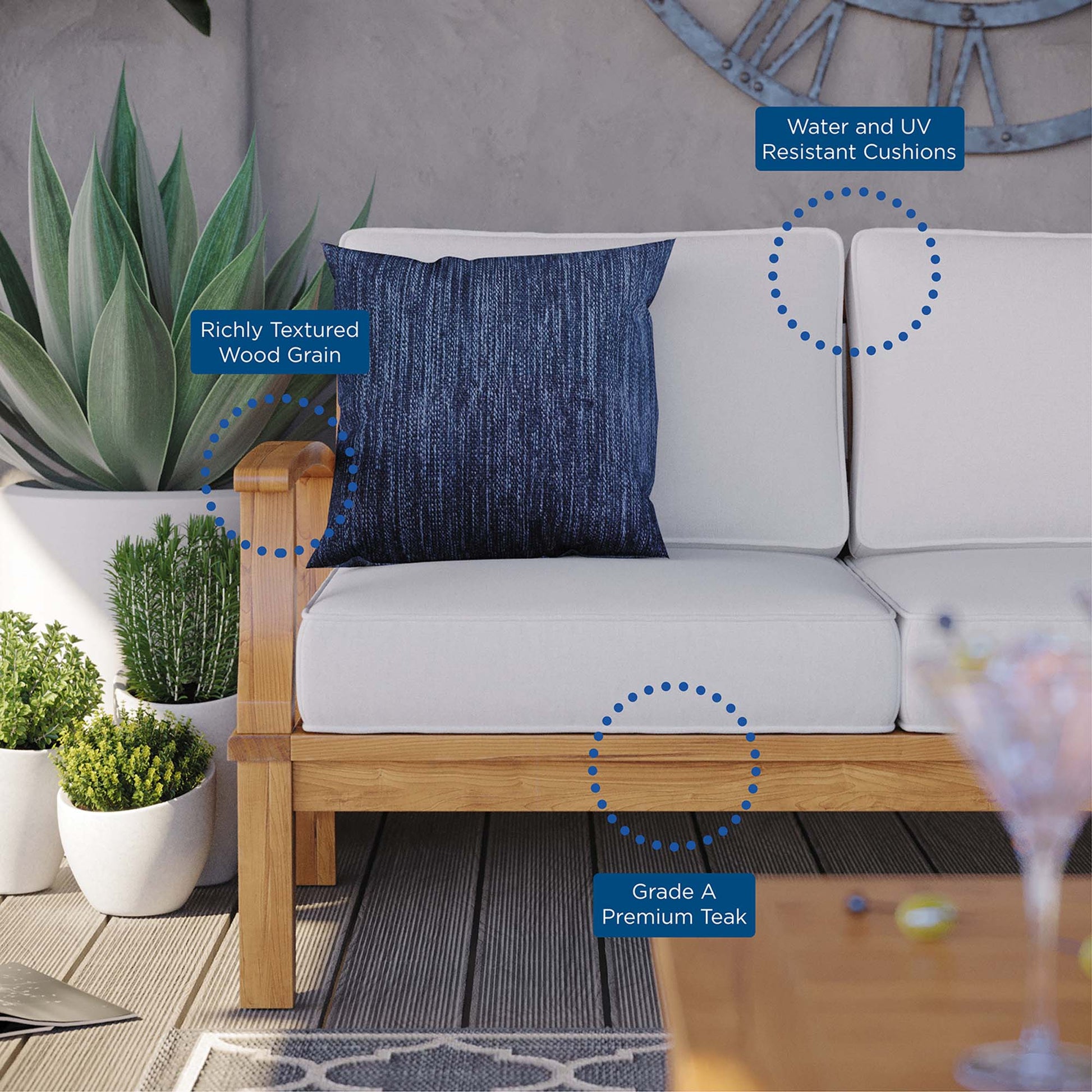 Marina Outdoor Patio Teak Sofa by Modway - Best Buy Furniture