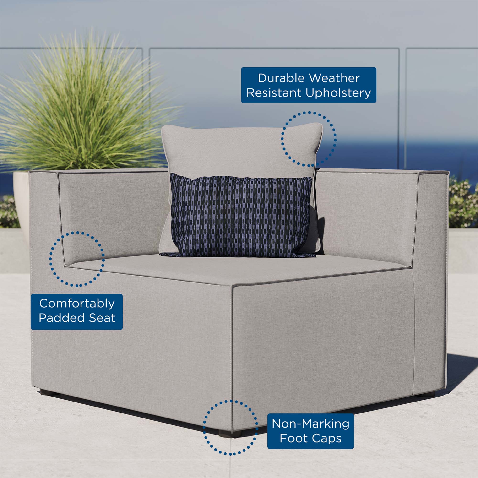 Saybrook Outdoor Patio Upholstered Sectional Sofa Corner Chair by Modway