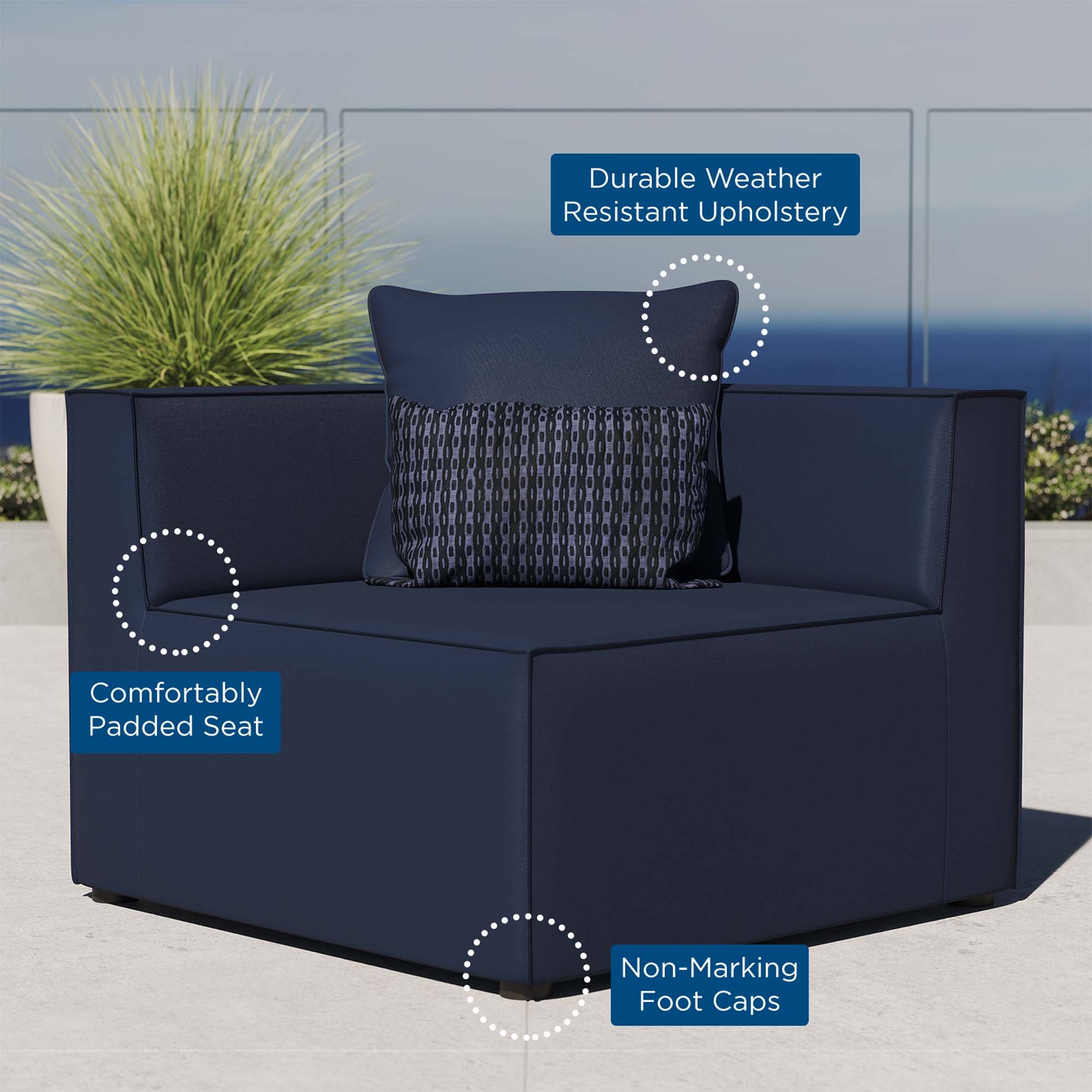 Saybrook Outdoor Patio Upholstered Sectional Sofa Corner Chair by Modway