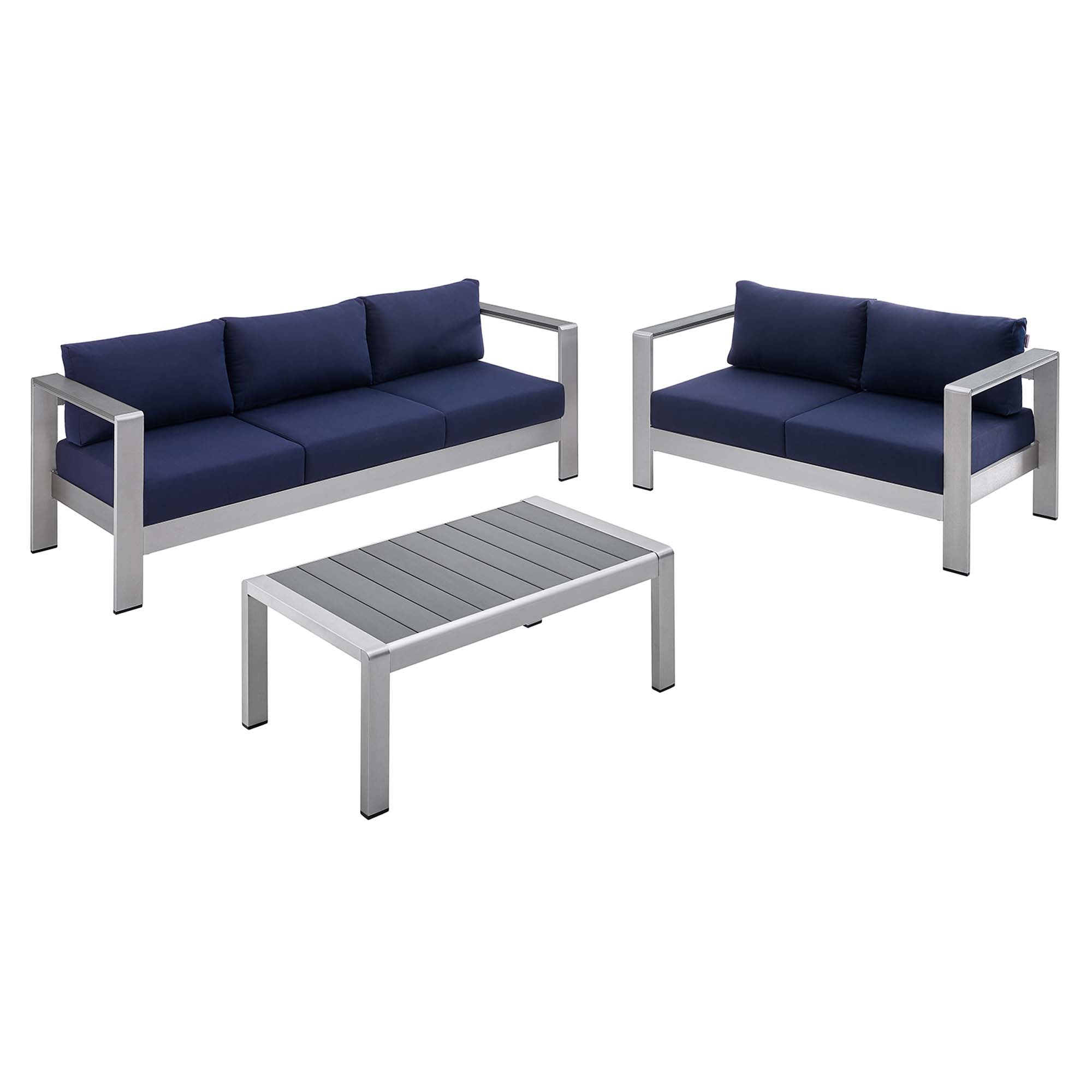 Shore 3 Piece Sunbrella� Fabric Outdoor Patio Aluminum Set by Modway