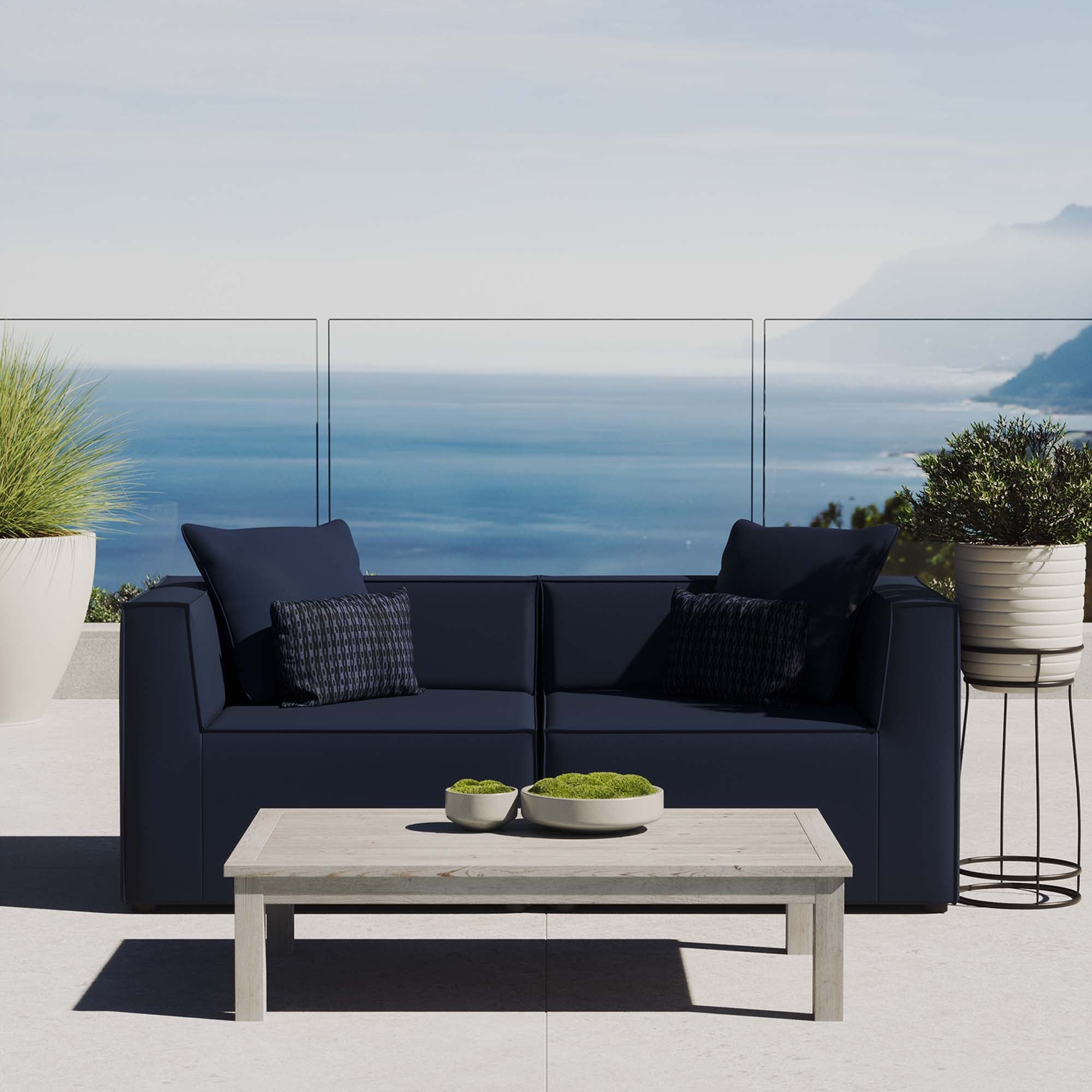 Saybrook 2-Piece Outdoor Patio Upholstered Sectional Sofa Loveseat by Modway
