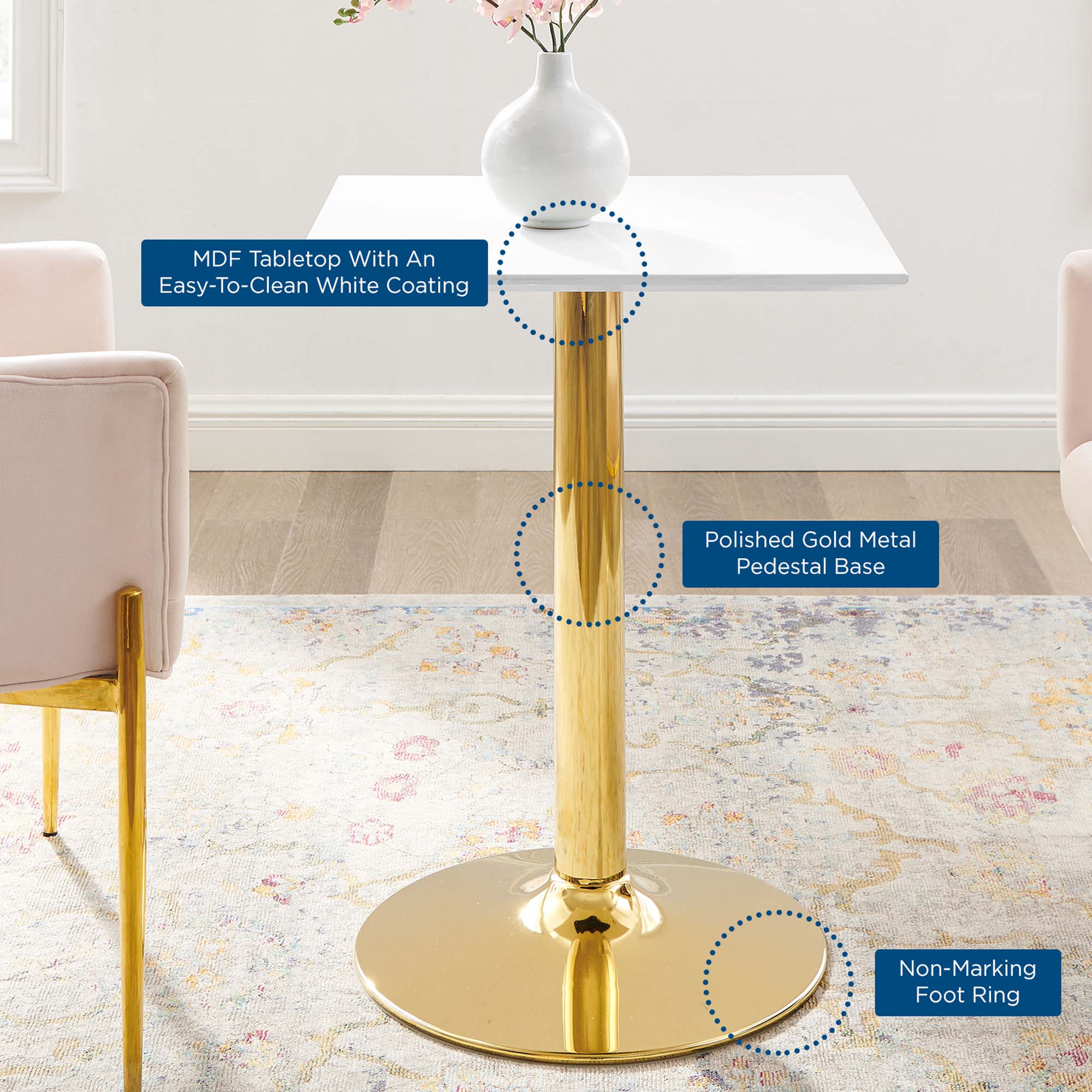 Verne 24" Square Dining Table by Modway