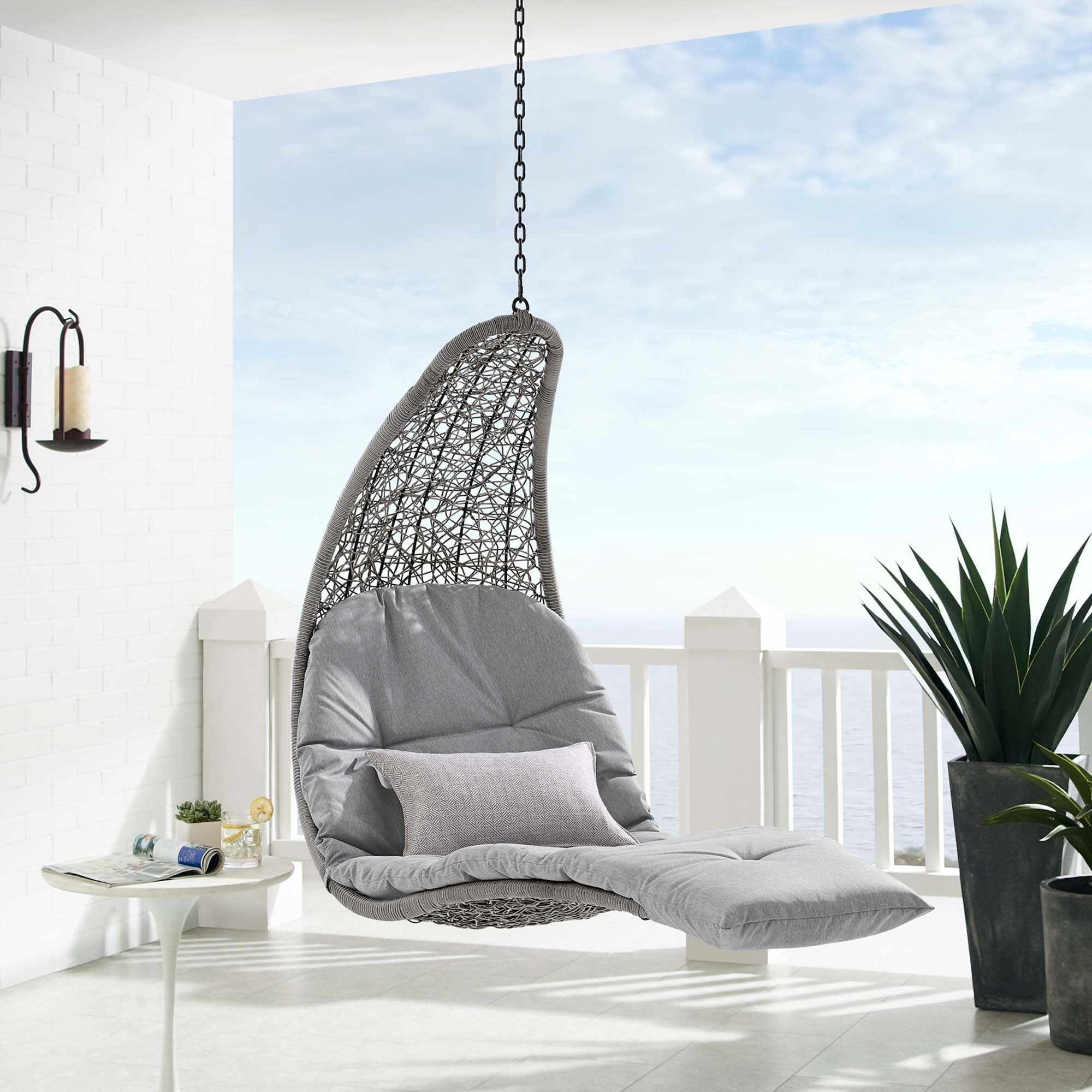 Landscape Hanging Chaise Lounge Outdoor Patio Swing Chair by Modway