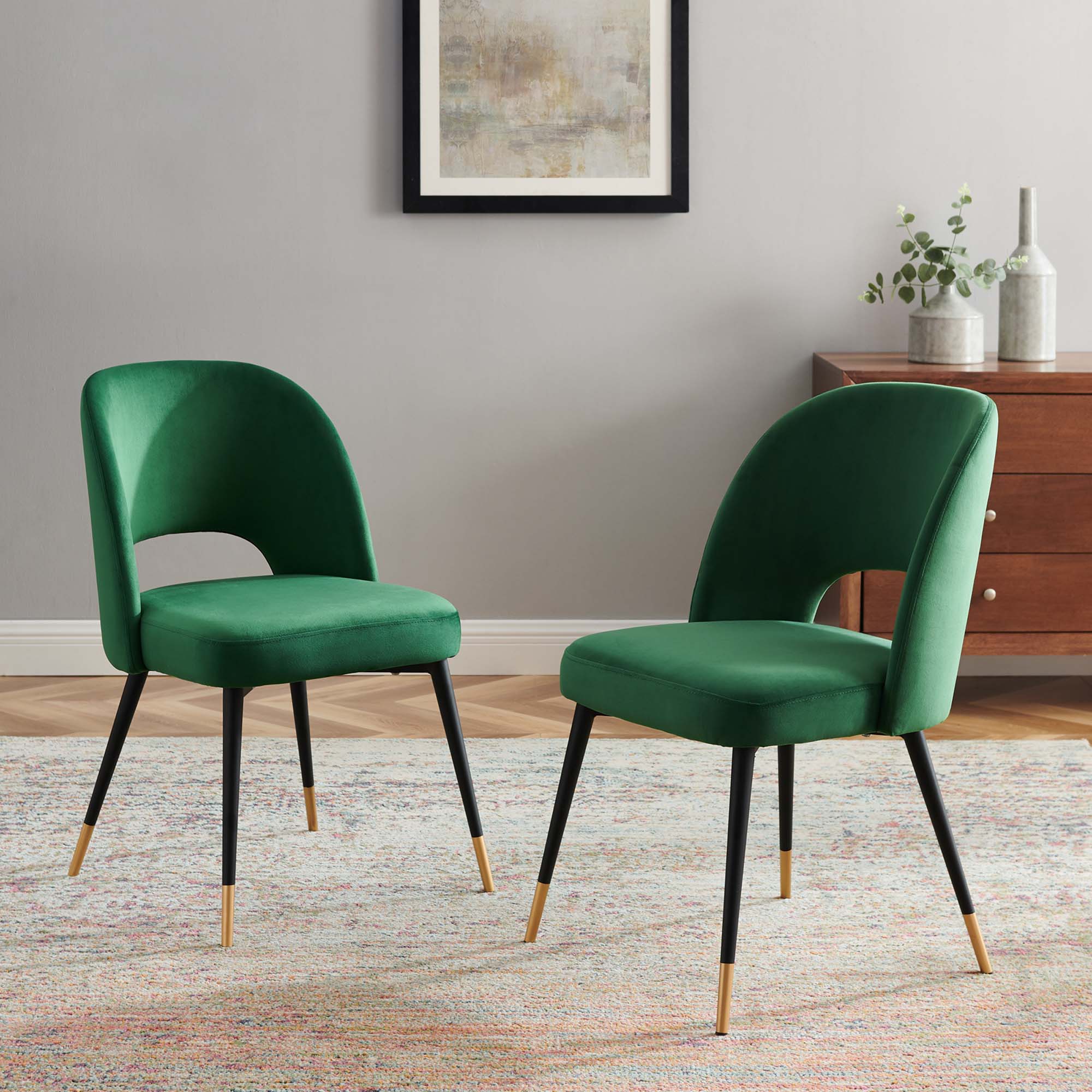 Rouse Performance Velvet Dining Side Chairs Set of 2 by Modway