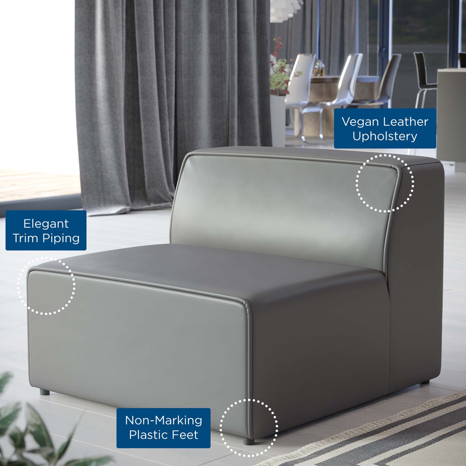 Mingle Vegan Leather Armless Chair by Modway - Best Buy Furniture