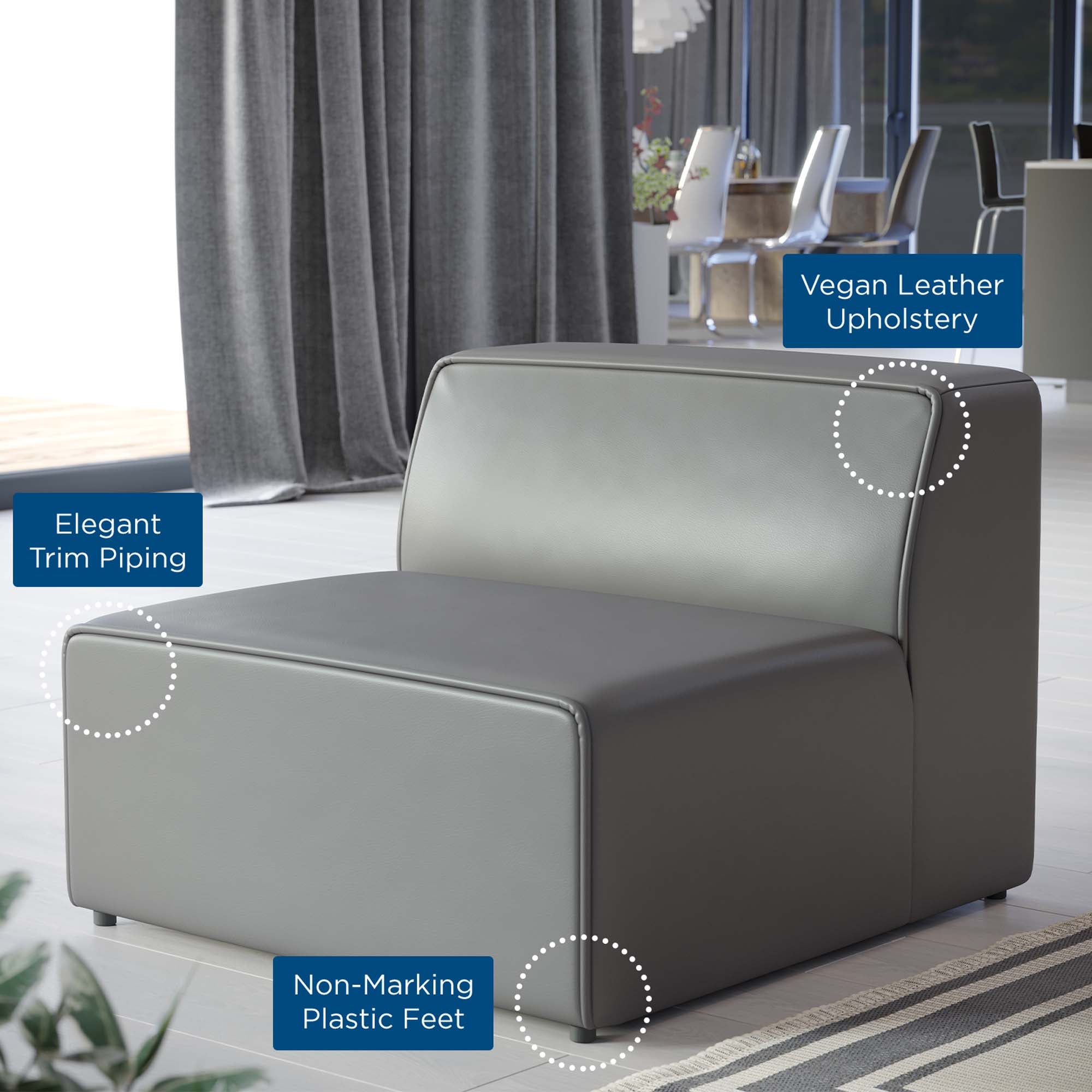 Mingle Vegan Leather Armless Chair by Modway - Best Buy Furniture