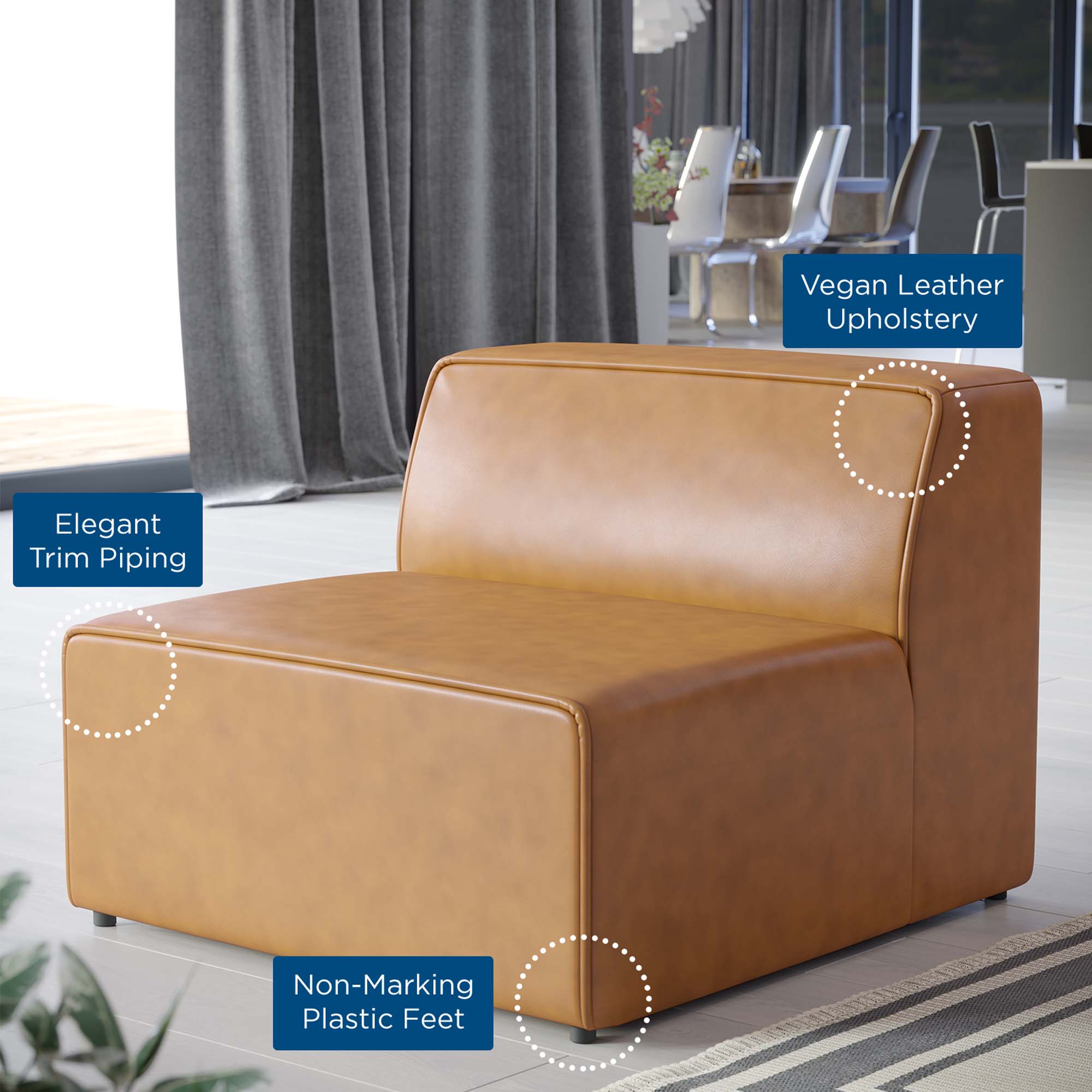 Mingle Vegan Leather Armless Chair by Modway - Best Buy Furniture