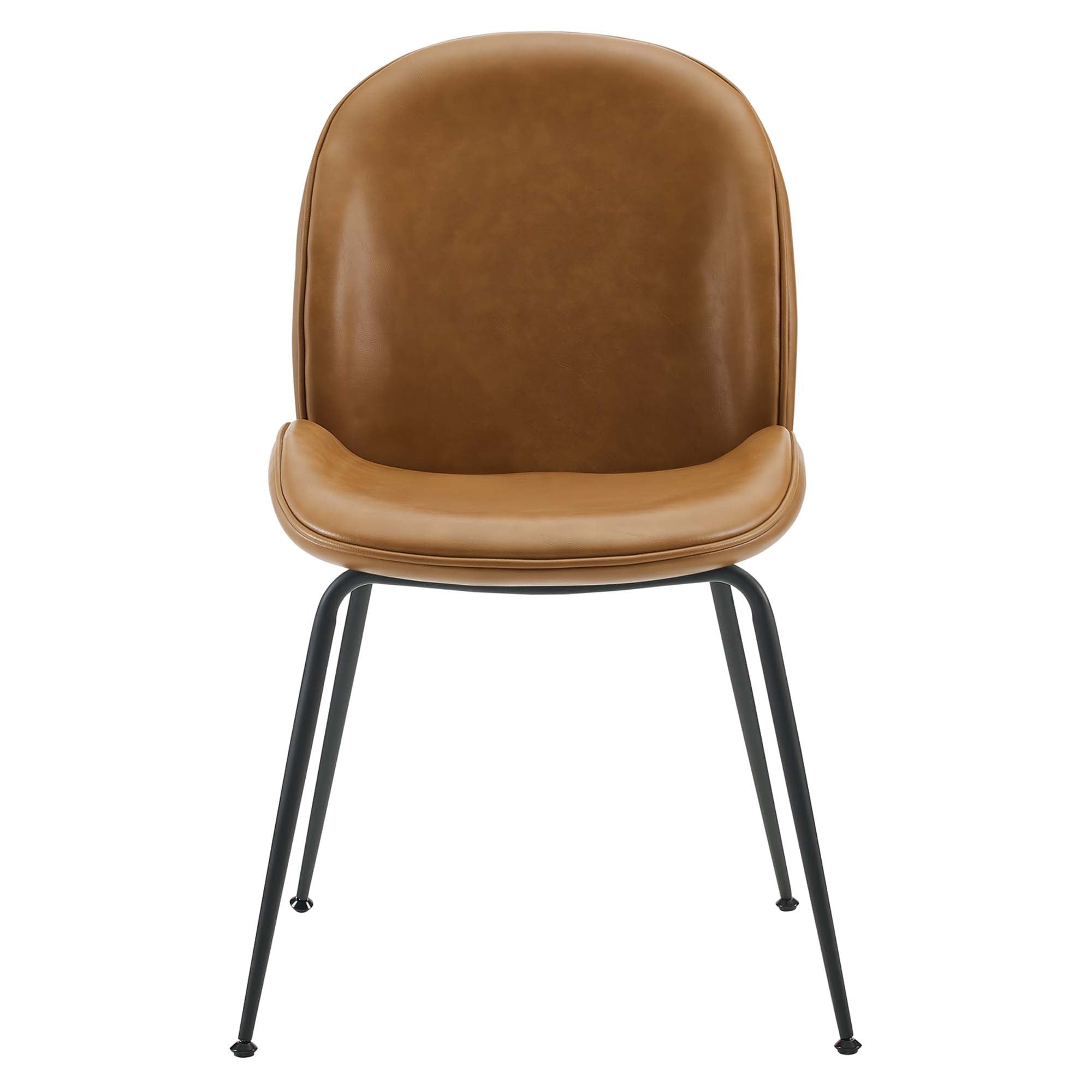 Scoop Black Powder Coated Steel Leg Vegan Leather Dining Chairs Set of 2 by Modway