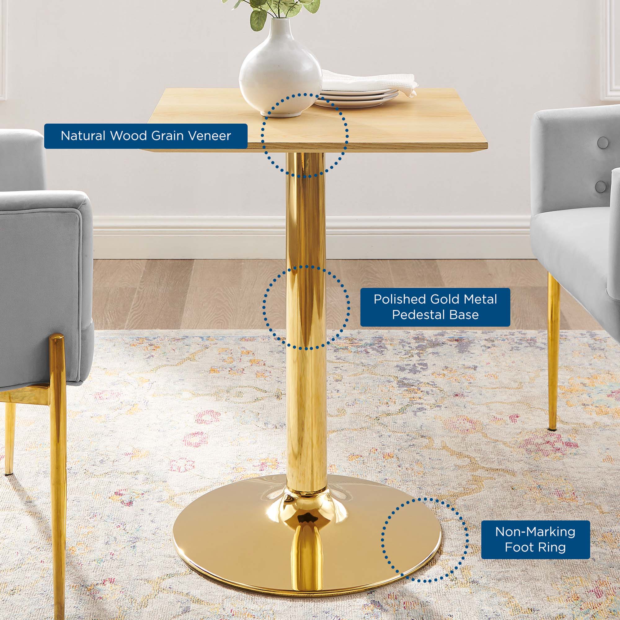 Verne 24" Square Dining Table by Modway