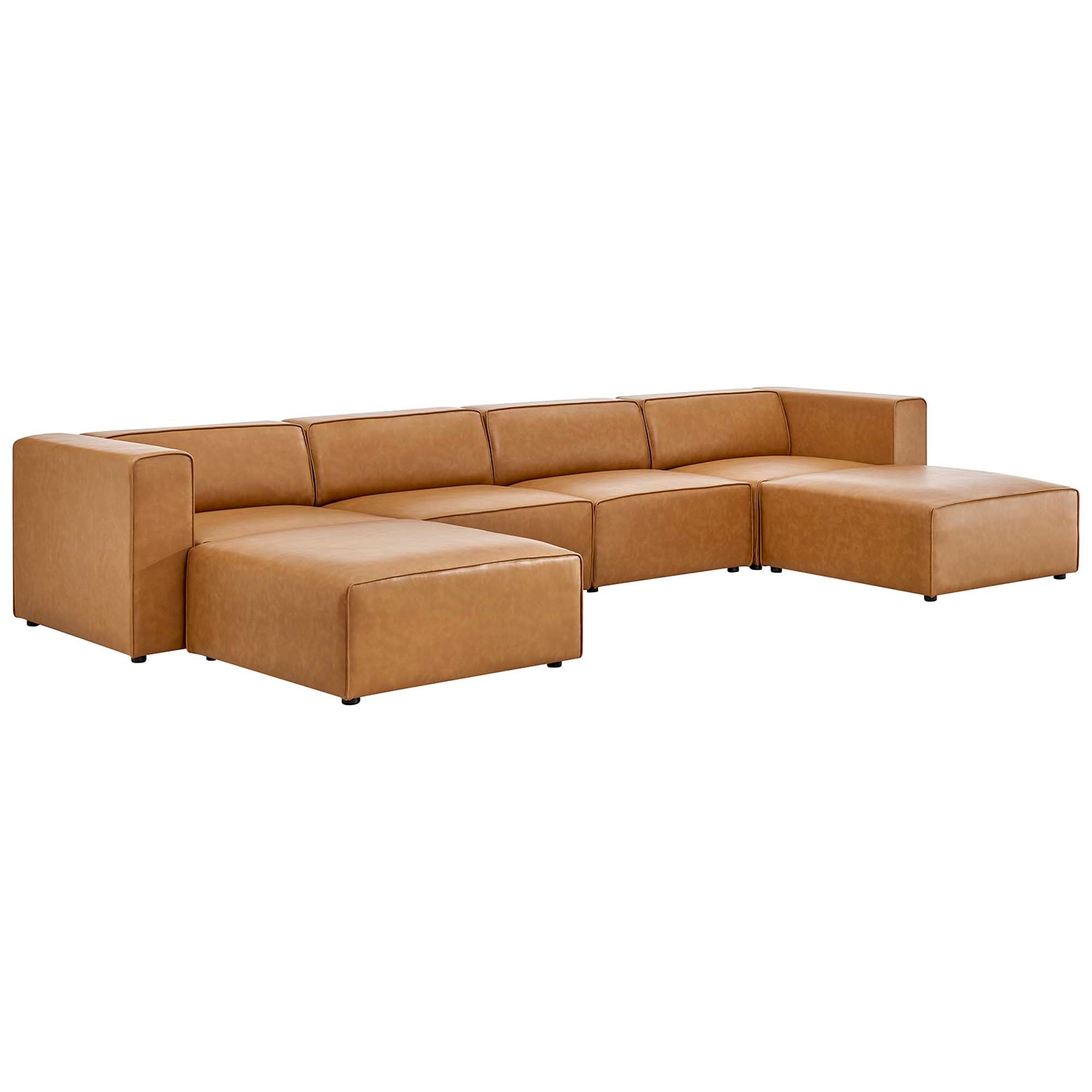Mingle 4-Piece Vegan Leather Sofa and 2 Ottomans Set by Modway - Best Buy Furniture