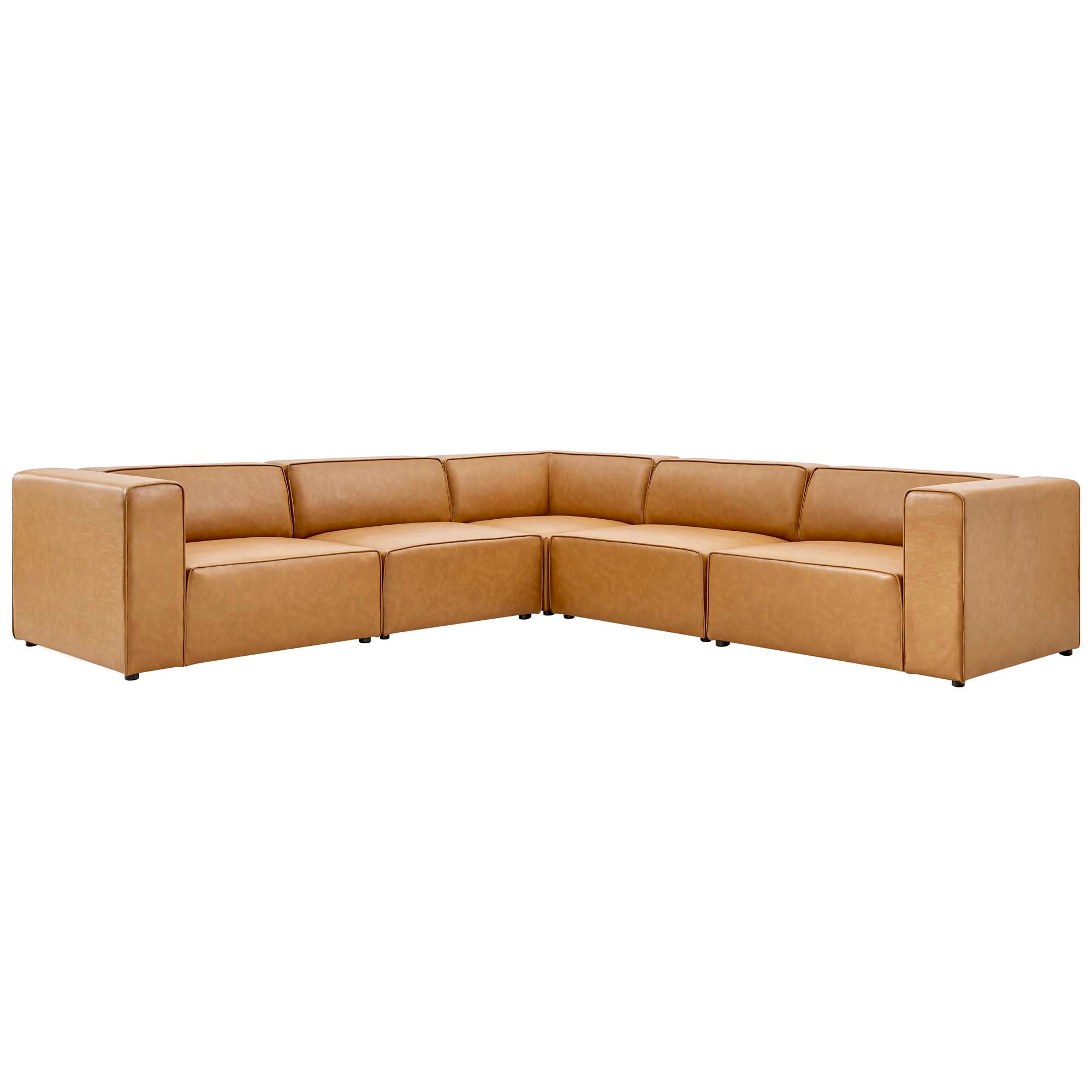 Mingle 5-Piece Vegan Leather Sectional Sofa by Modway - Best Buy Furniture