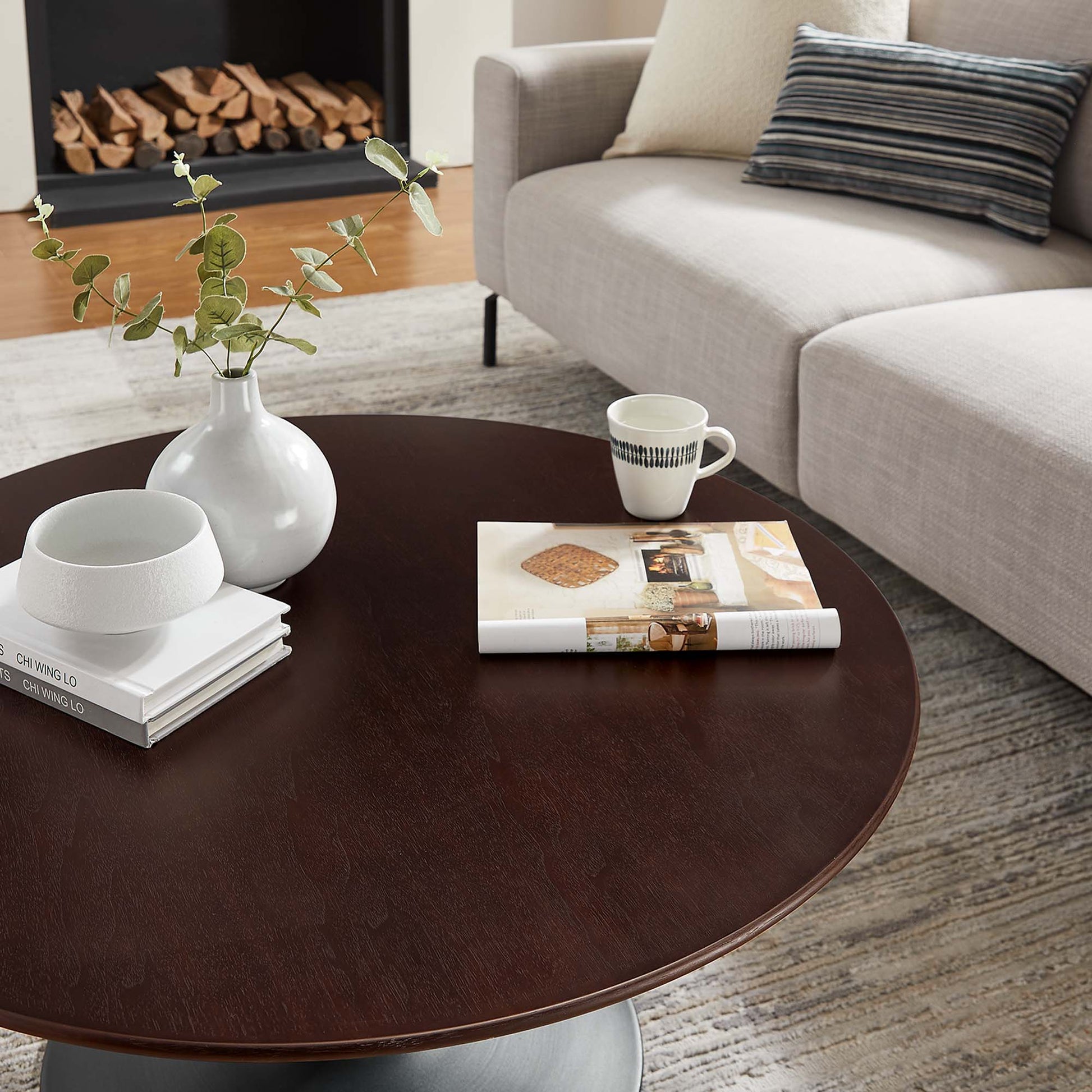 Lippa 36" Round Wood Coffee Table by Modway - Best Buy Furniture